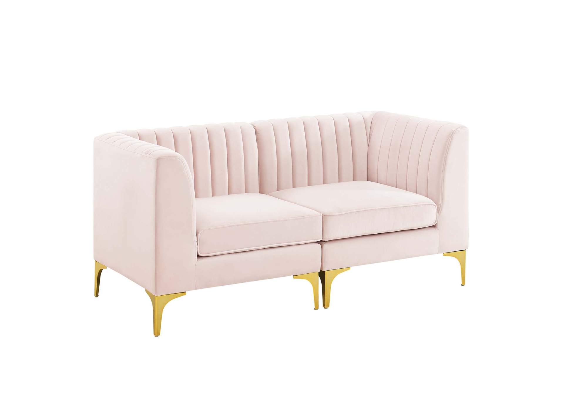 Pink Triumph Channel Tufted Performance Velvet Loveseat,Modway