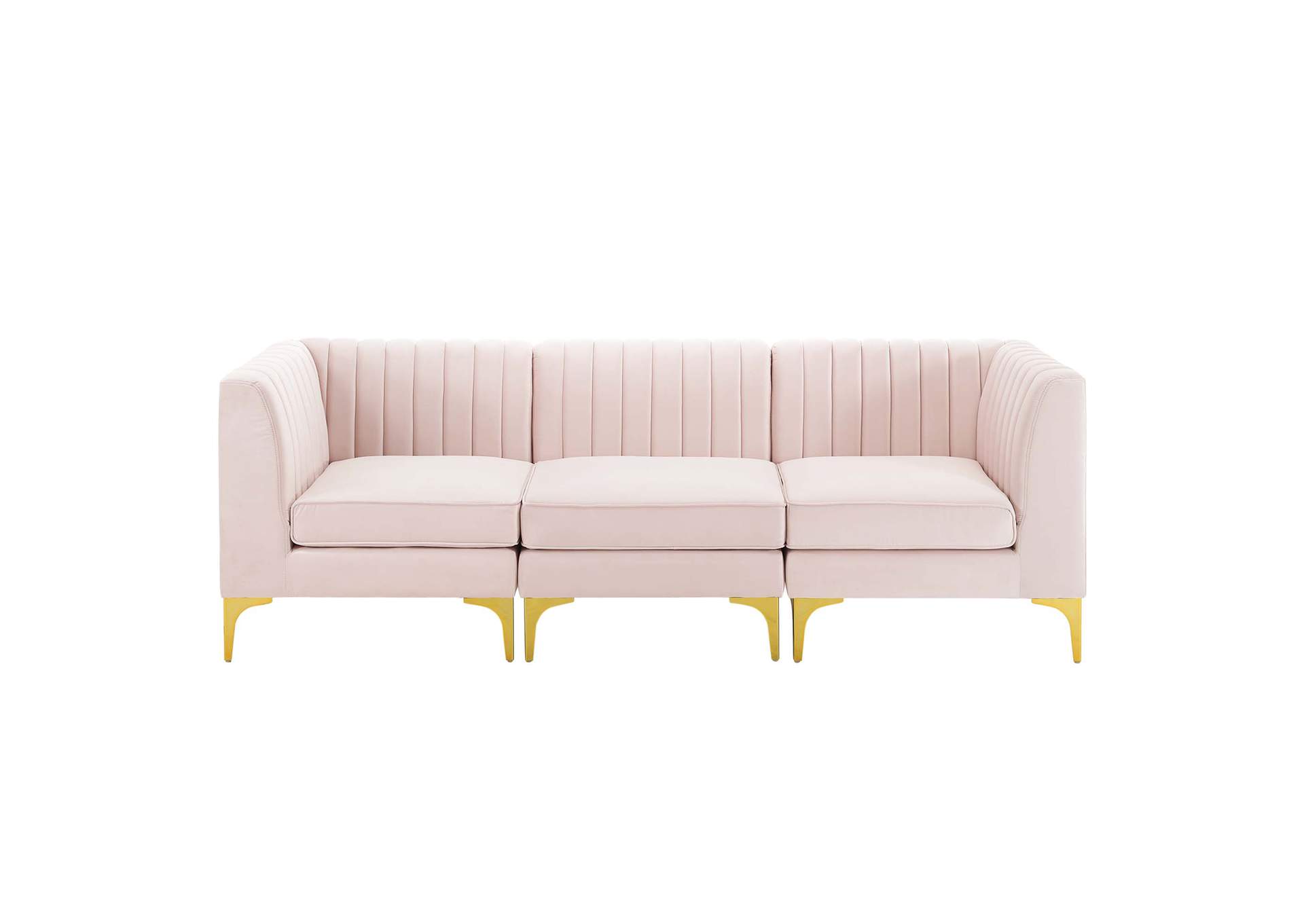 Pink Triumph Channel Tufted Performance Velvet 	3-Seater Sofa,Modway