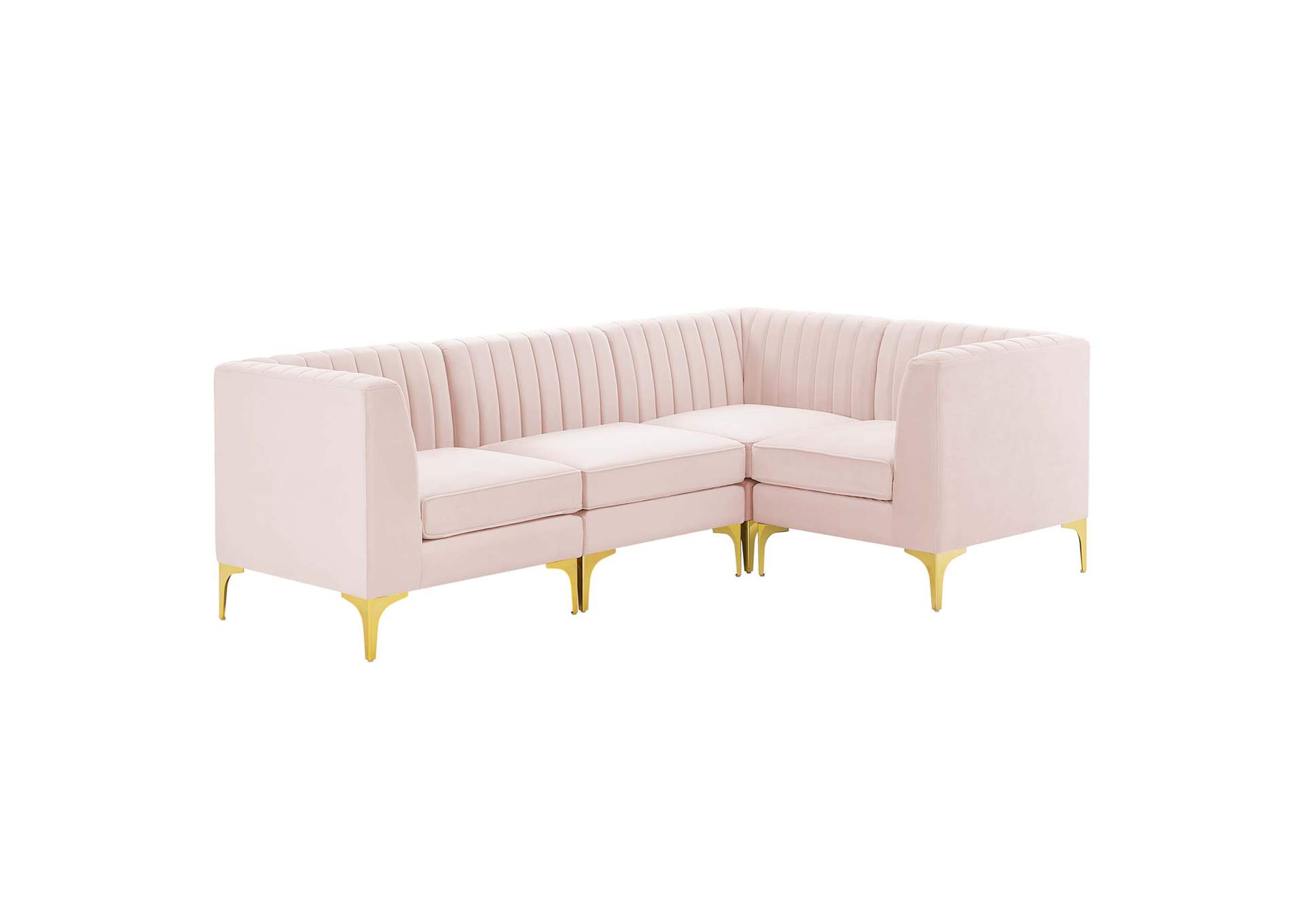 Pink Triumph Channel Tufted Performance Velvet 4-Piece Sectional Sofa,Modway