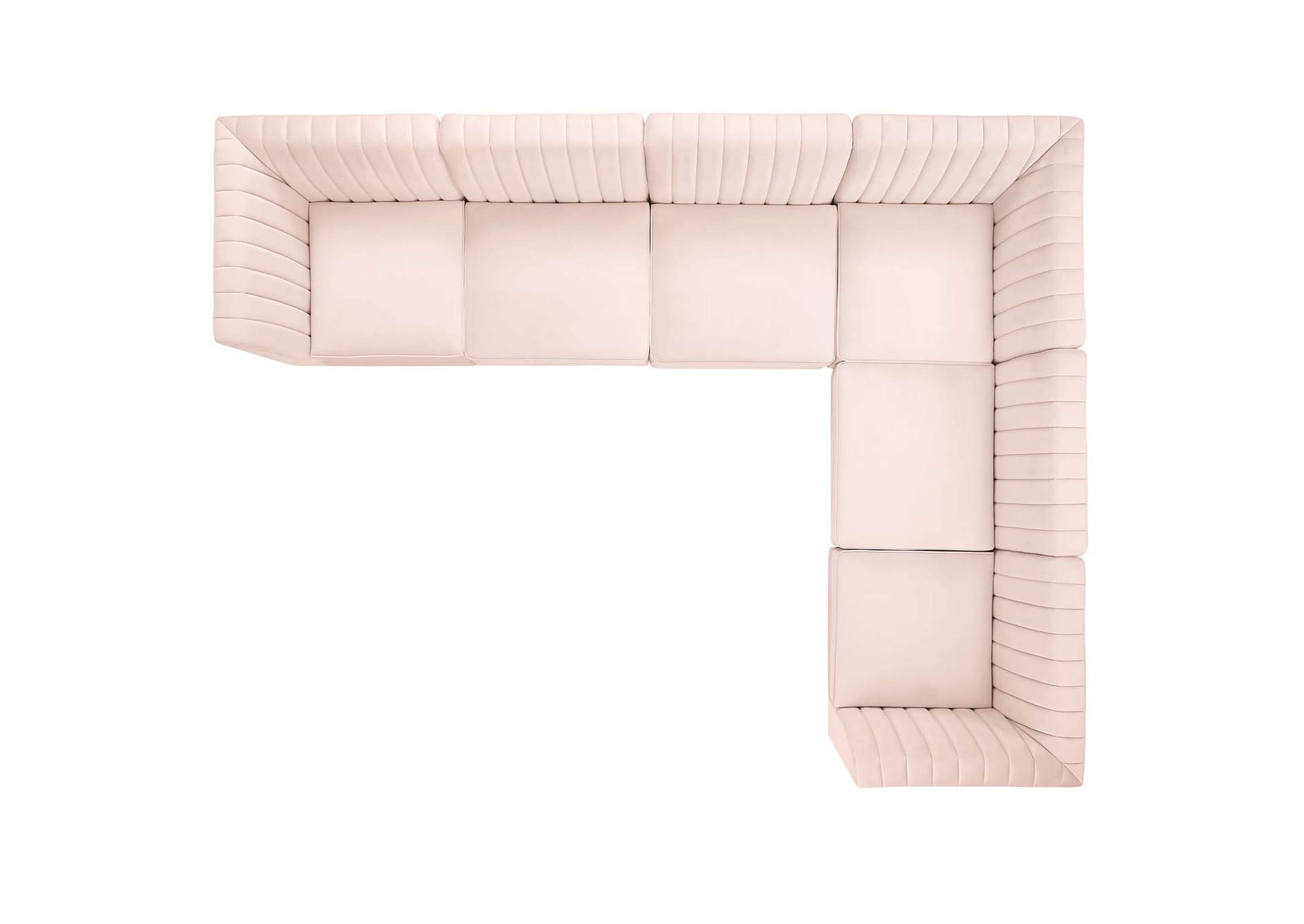 Pink Triumph Channel Tufted Performance Velvet 6-Piece Sectional Sofa,Modway