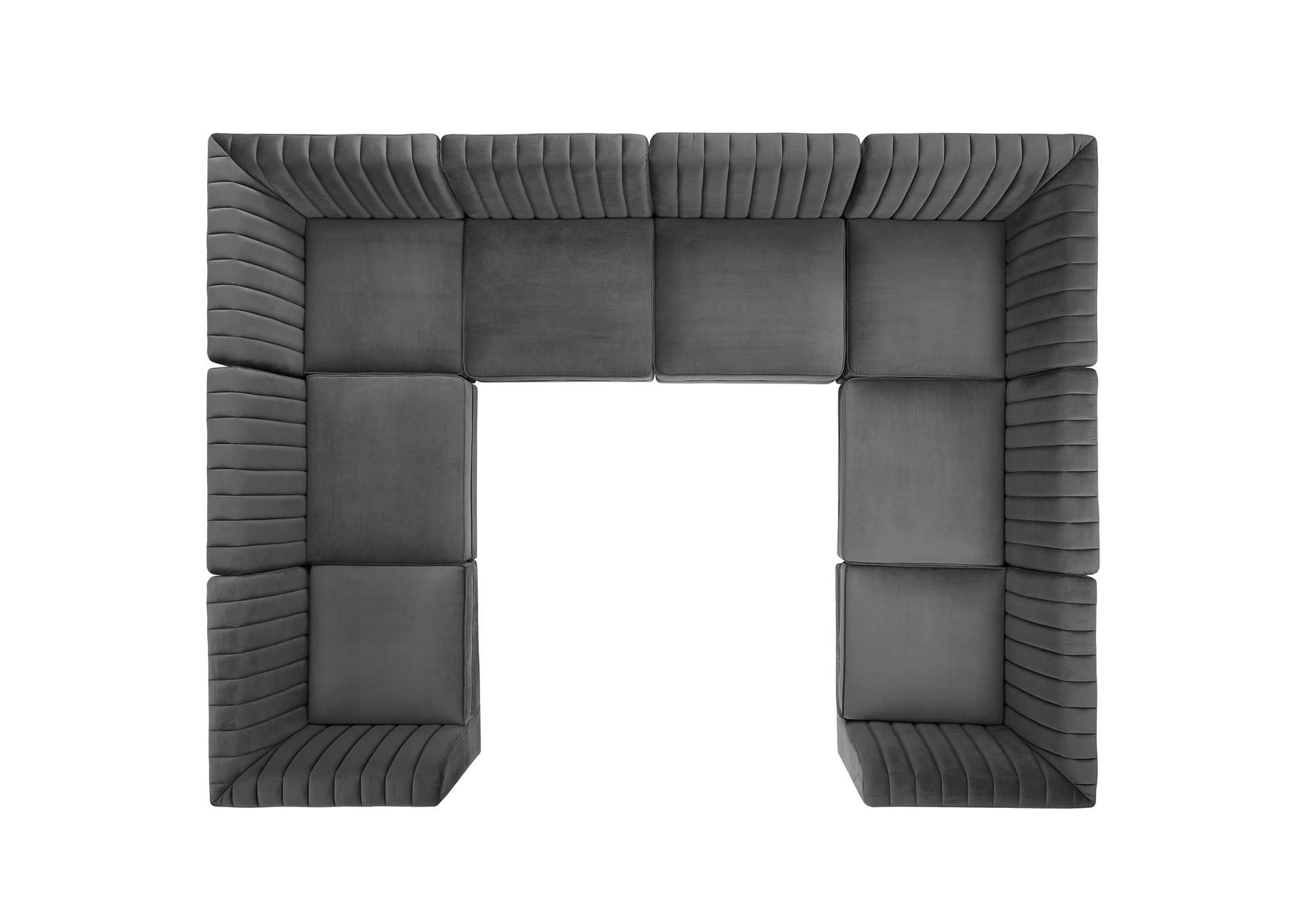 Gray Triumph Channel Tufted Performance Velvet 8-Piece Sectional Sofa,Modway