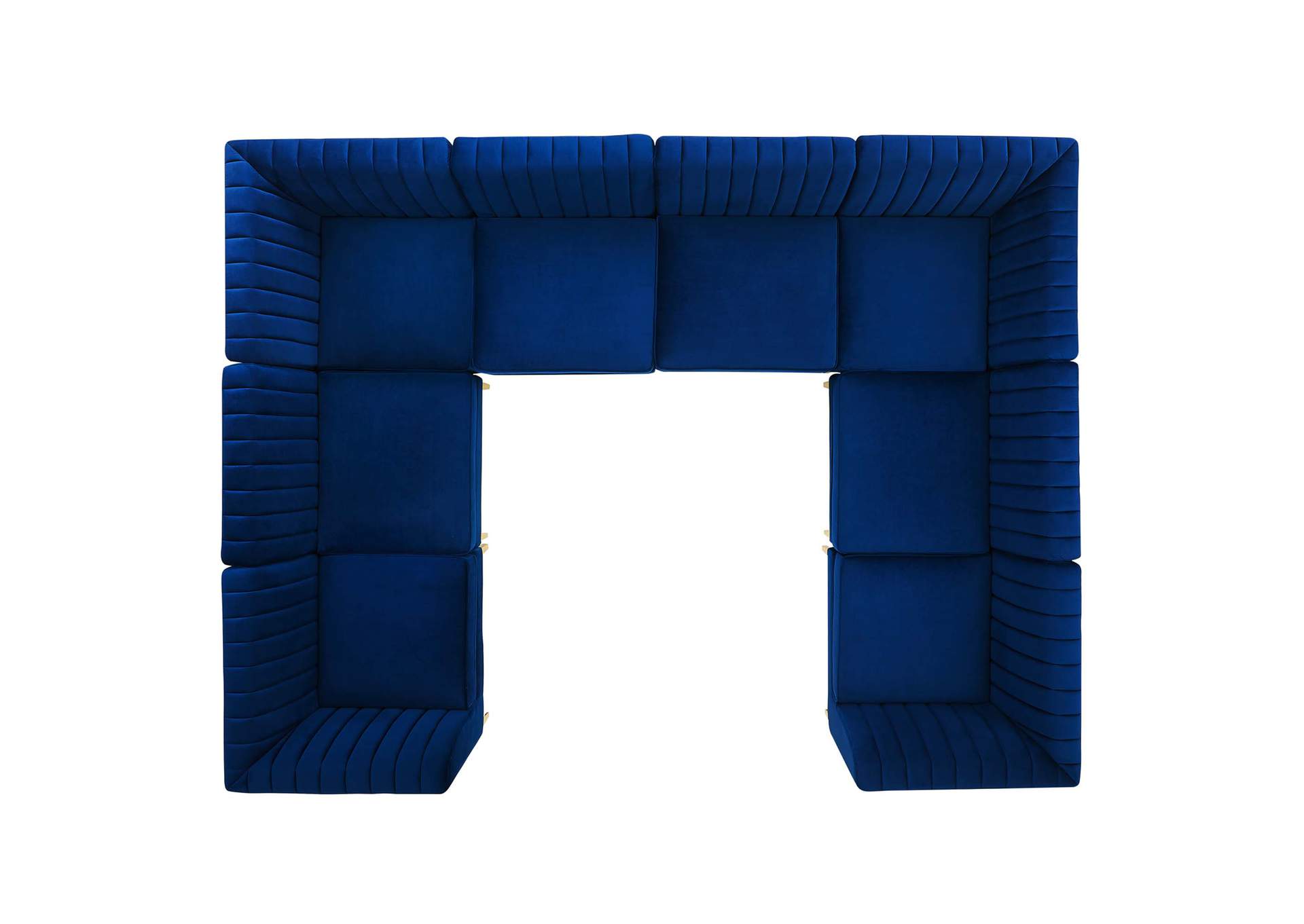 Navy Triumph Channel Tufted Performance Velvet 8-Piece Sectional Sofa,Modway