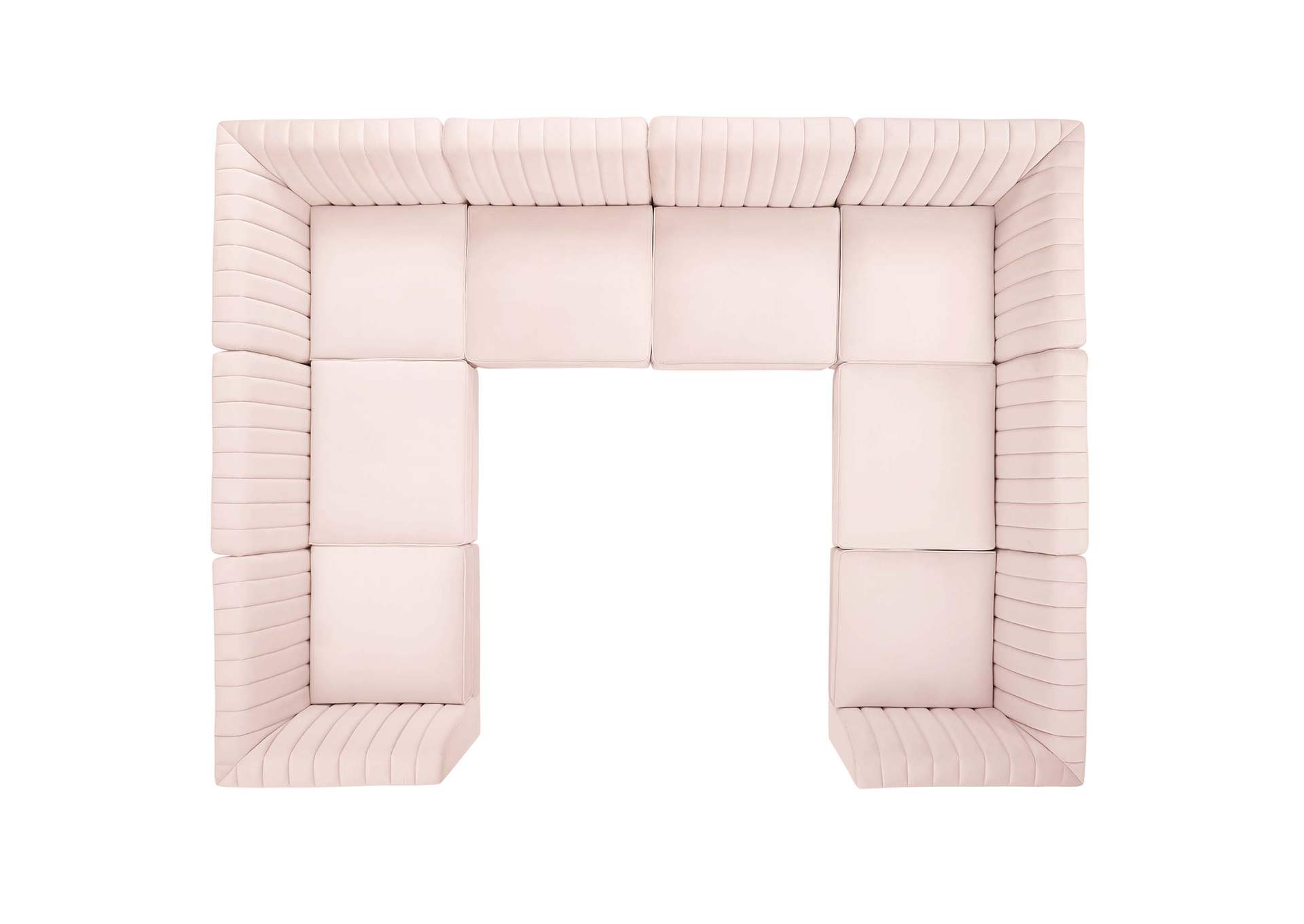 Pink Triumph Channel Tufted Performance Velvet 8-Piece Sectional Sofa,Modway