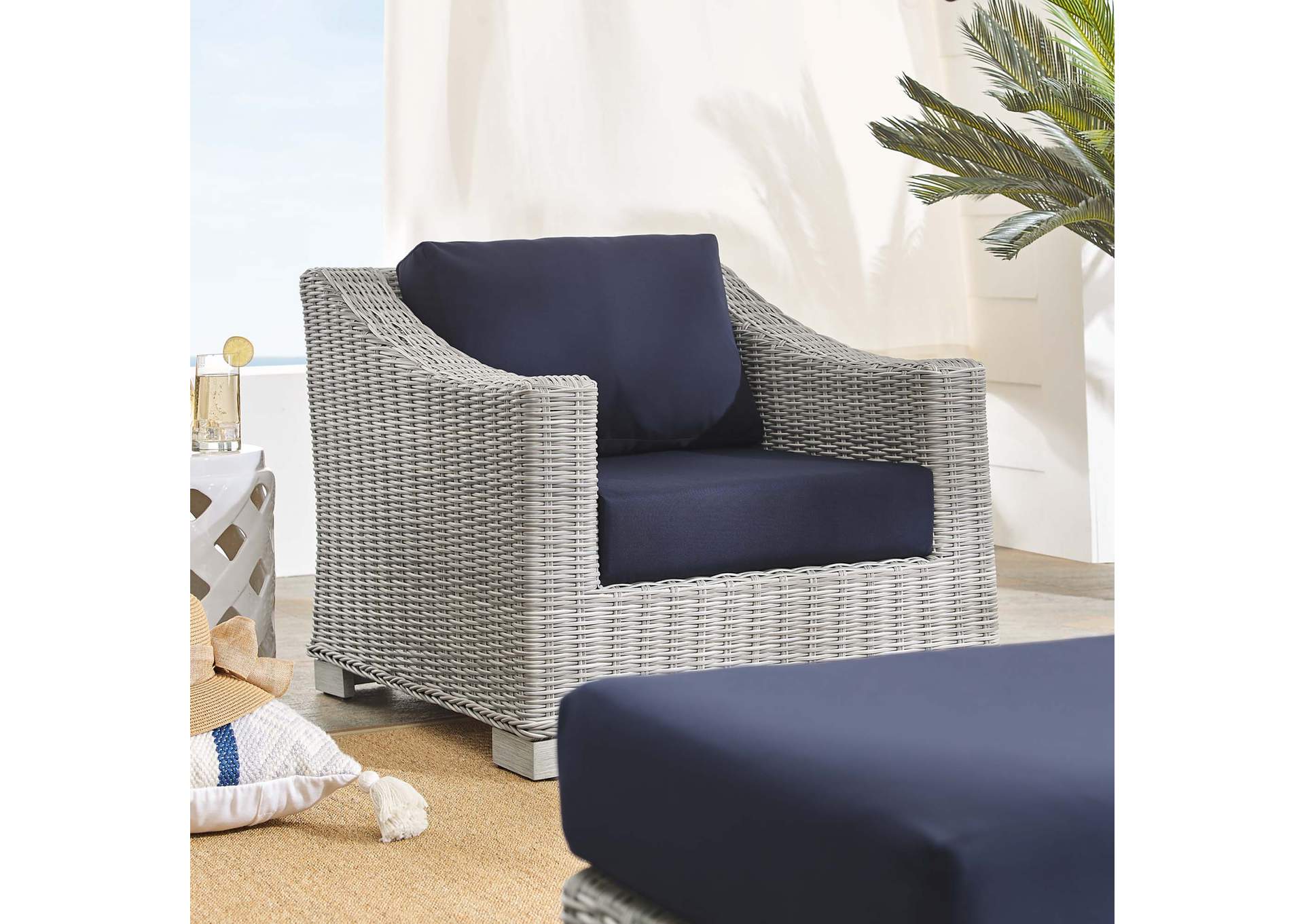 Light Gray Navy Conway Sunbrella,Modway