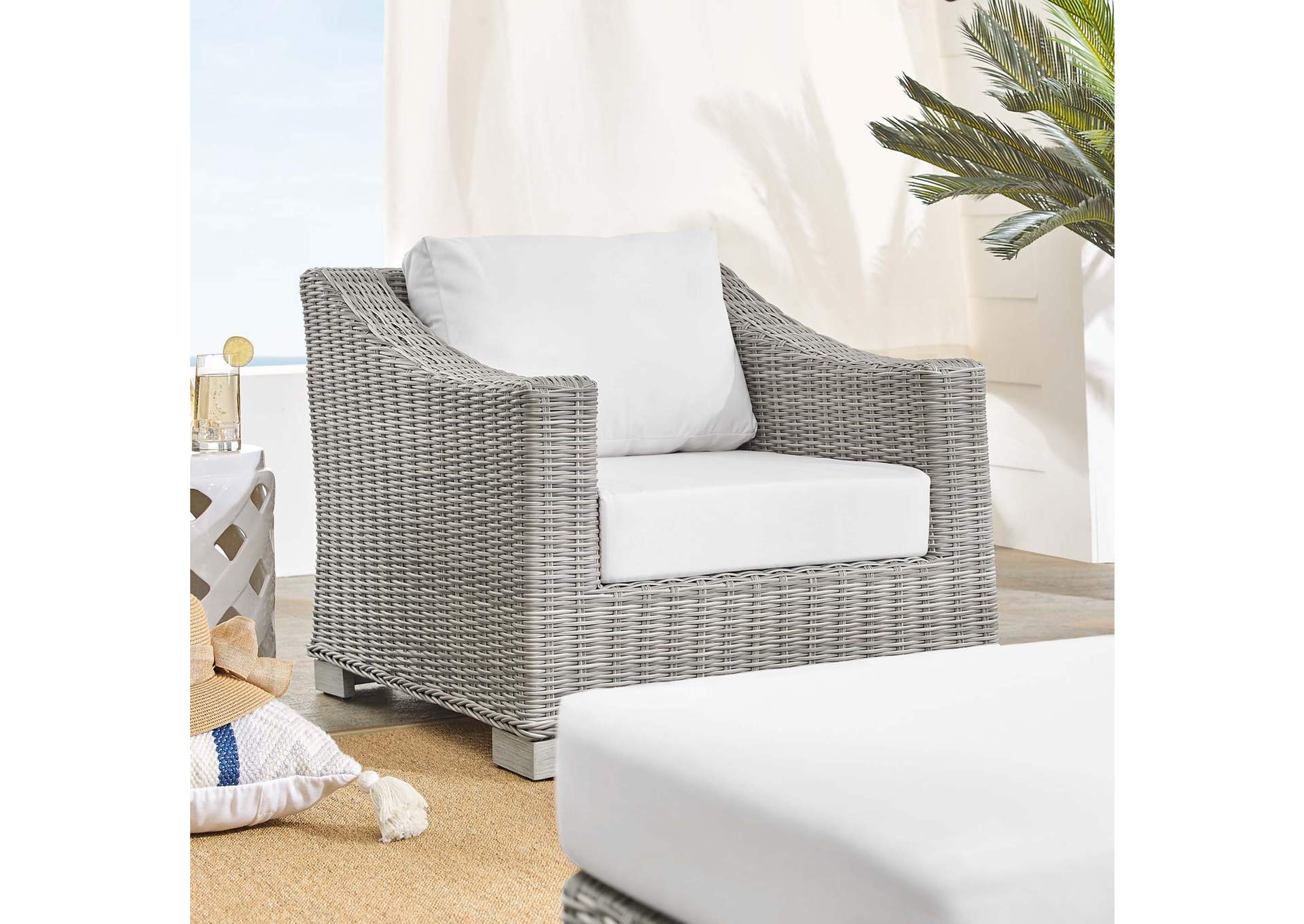 Light Gray White Conway Sunbrella,Modway