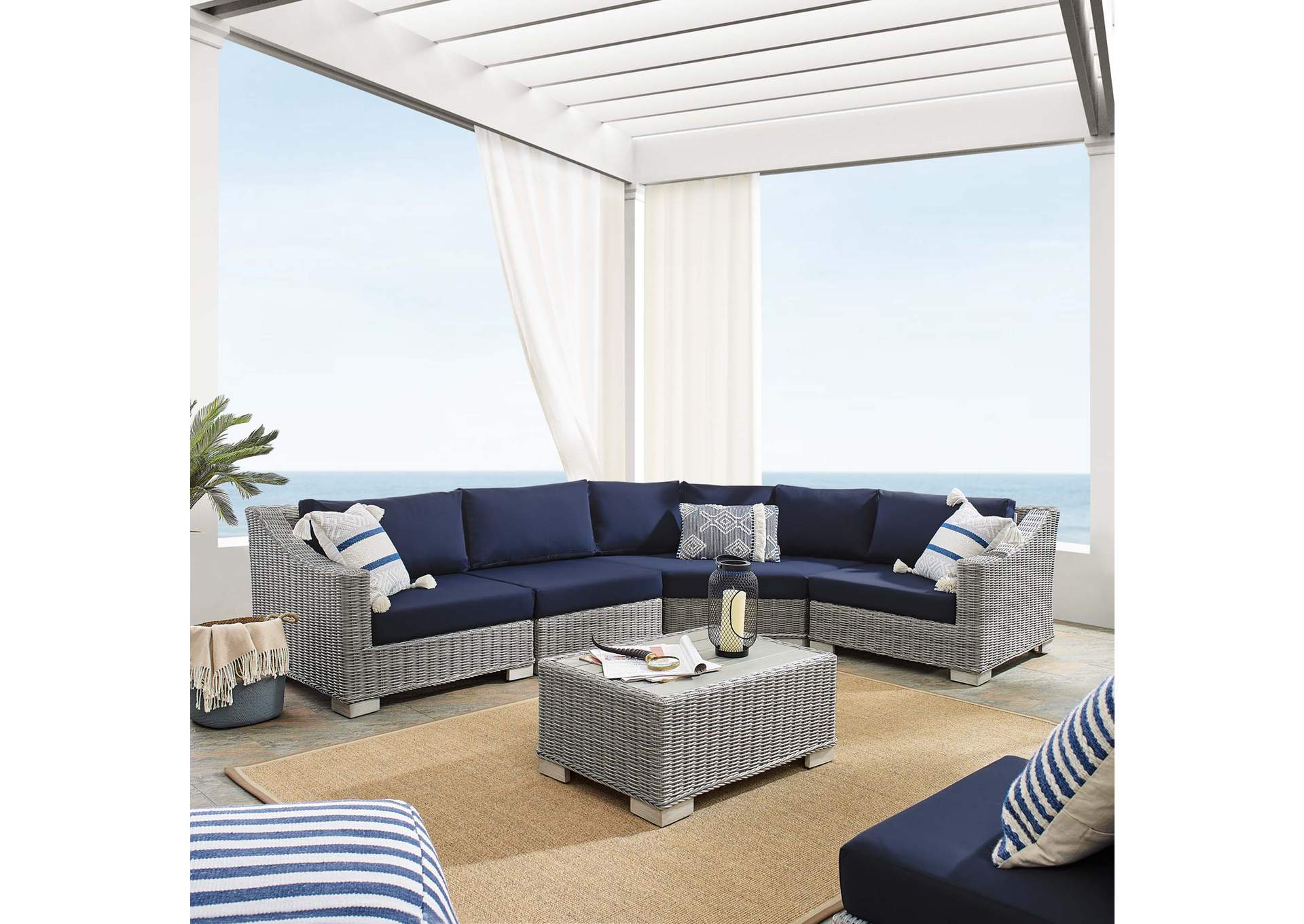 Light Gray Navy Conway Sunbrella,Modway