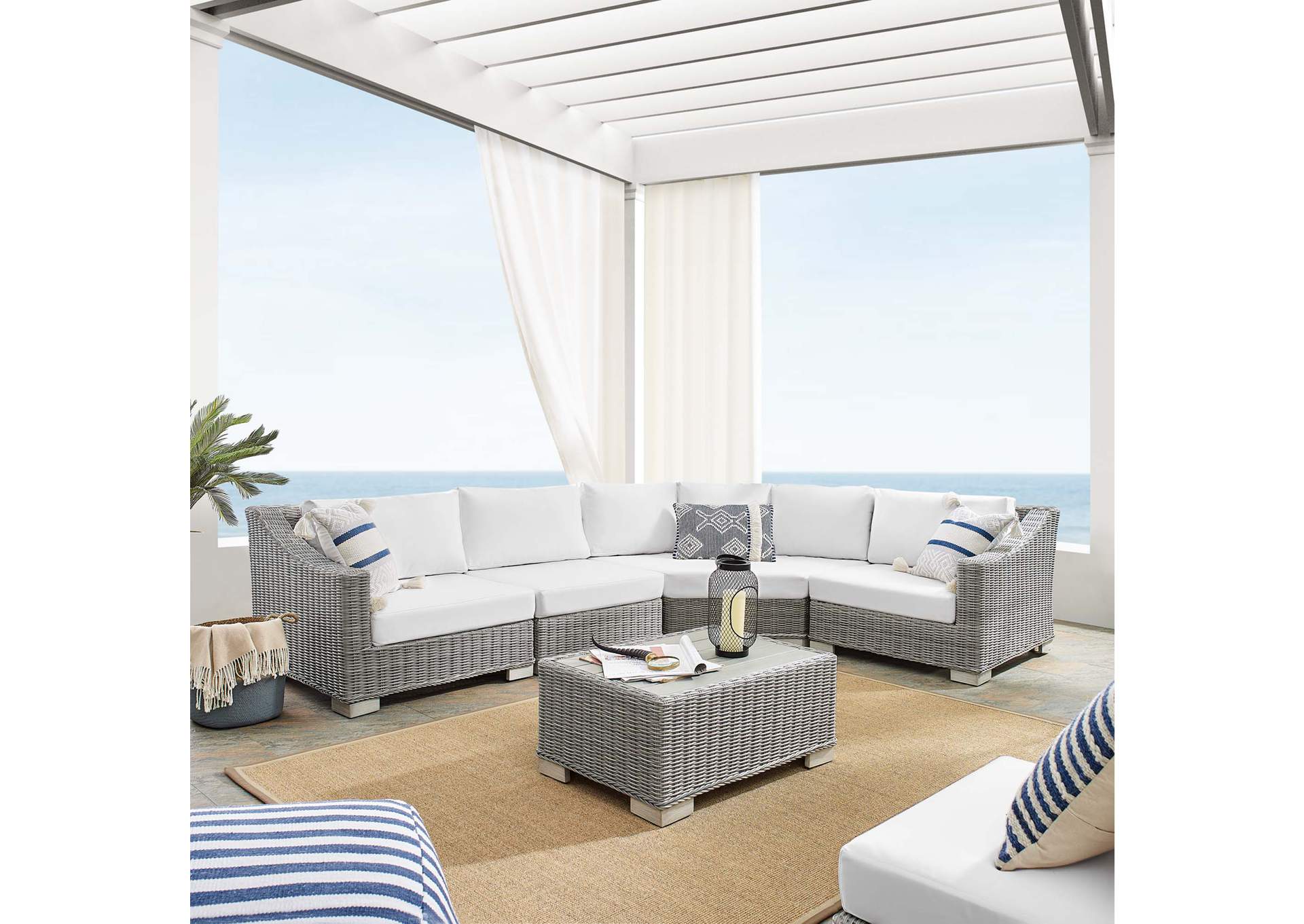 Light Gray White Conway Sunbrella,Modway