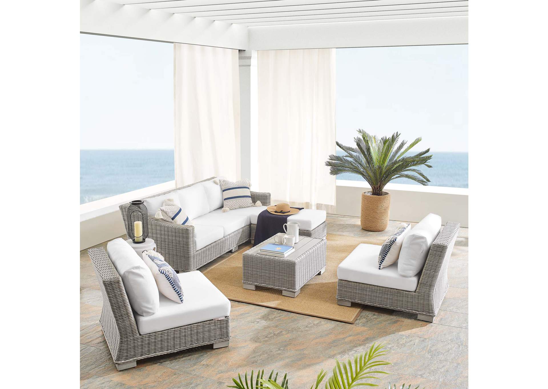 Light Gray White Conway Sunbrella,Modway