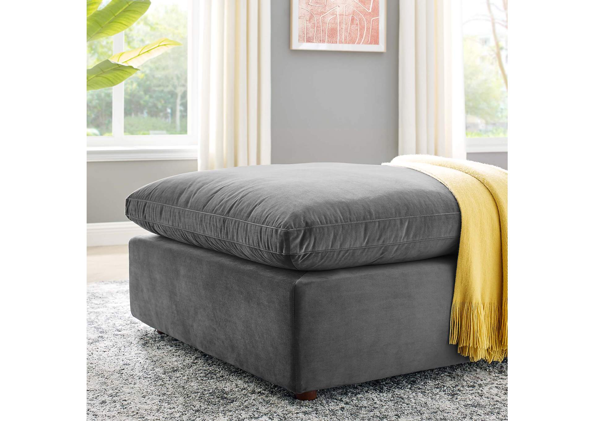 Gray Commix Down Filled Overstuffed Performance Velvet Ottoman,Modway