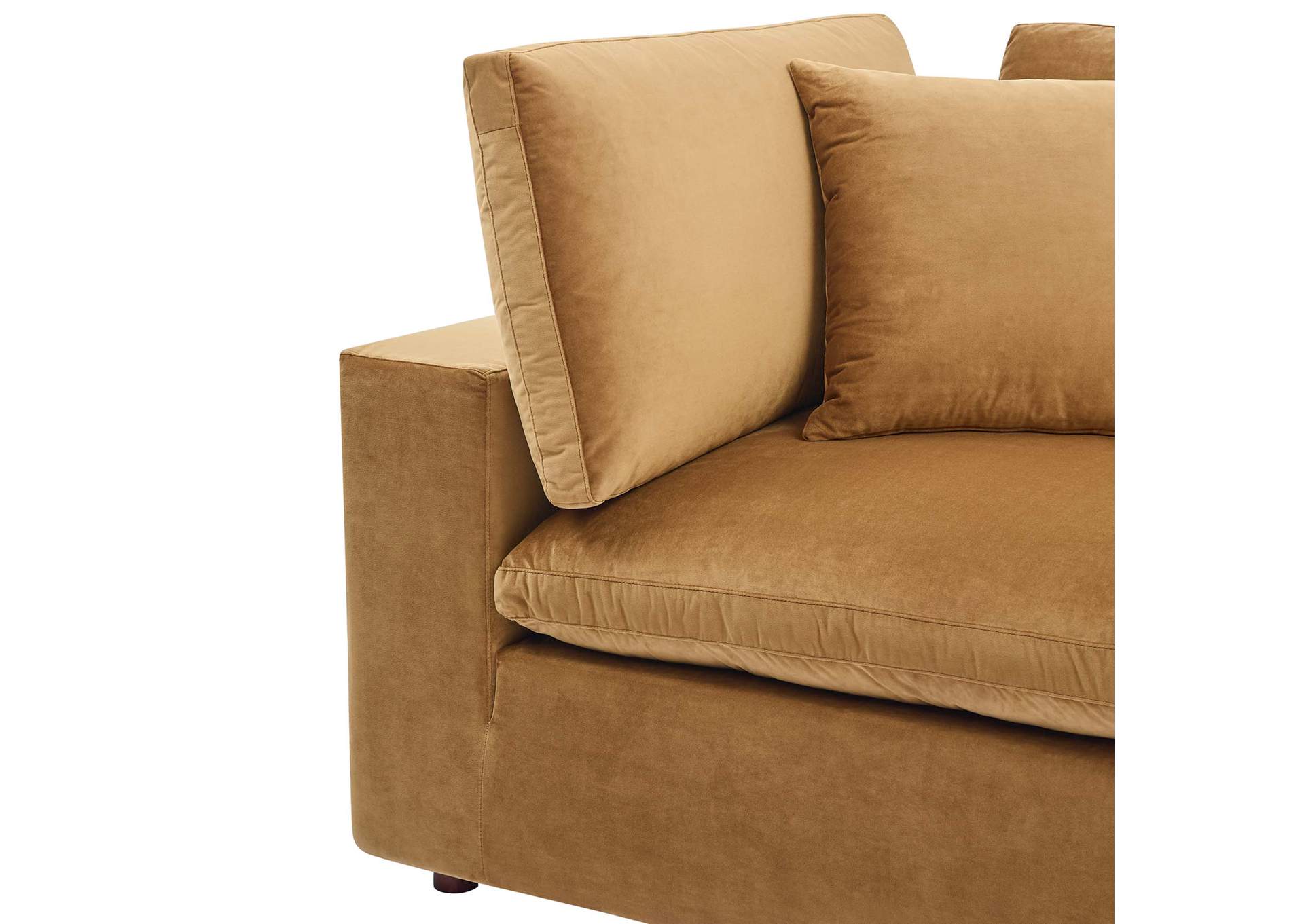 Cognac Commix Down Filled Overstuffed Performance Velvet Corner Chair,Modway