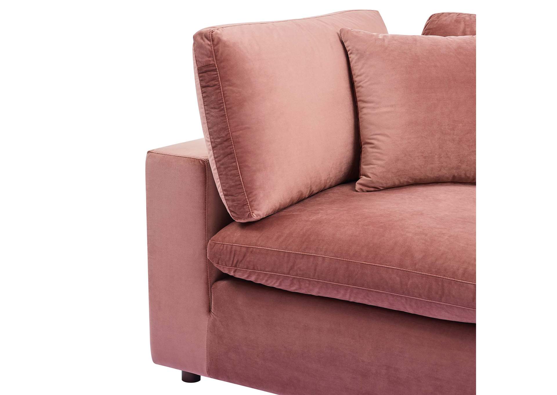 Dusty Rose Commix Down Filled Overstuffed Performance Velvet Corner Chair,Modway