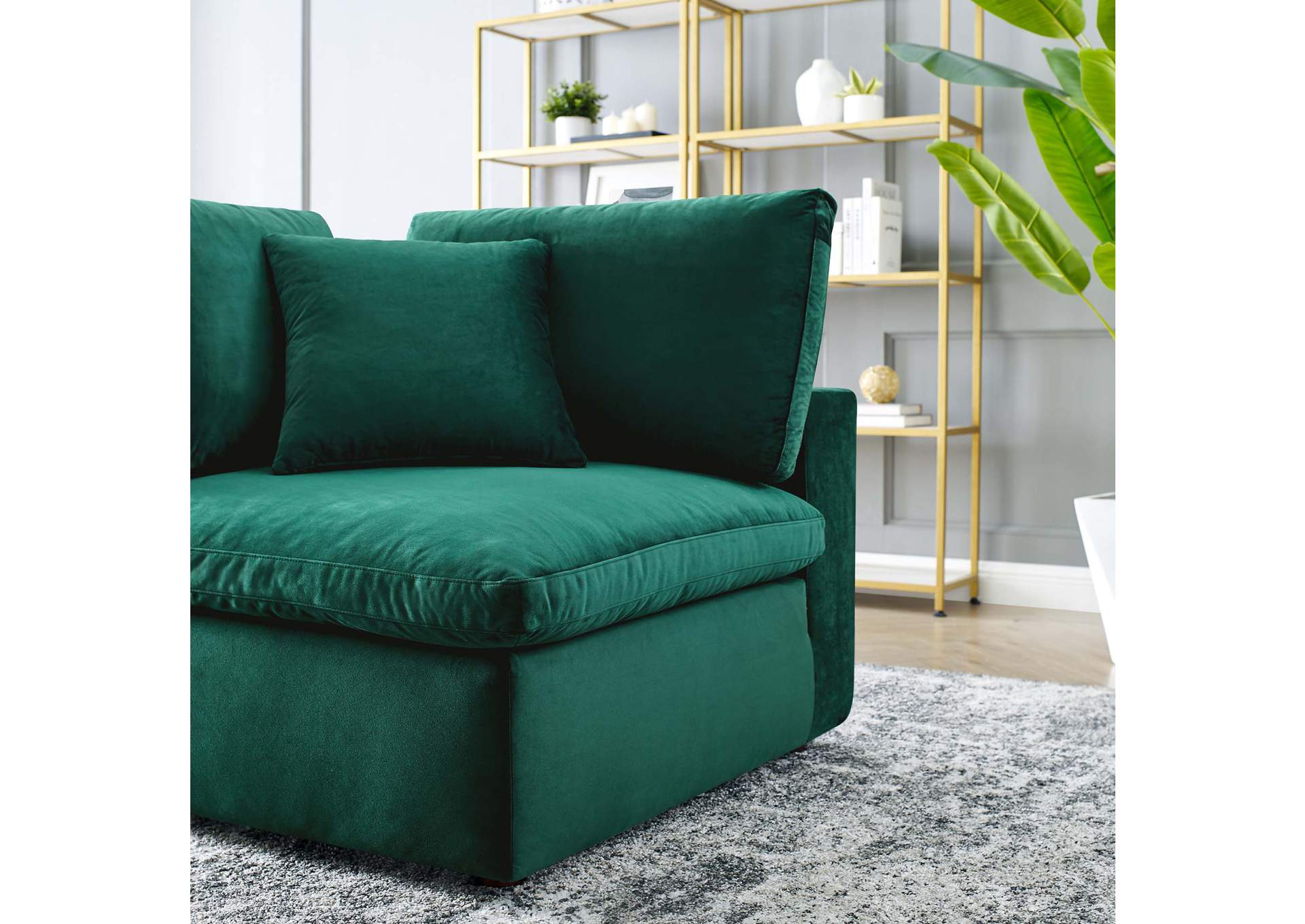 Green Commix Down Filled Overstuffed Performance Velvet Corner Chair,Modway