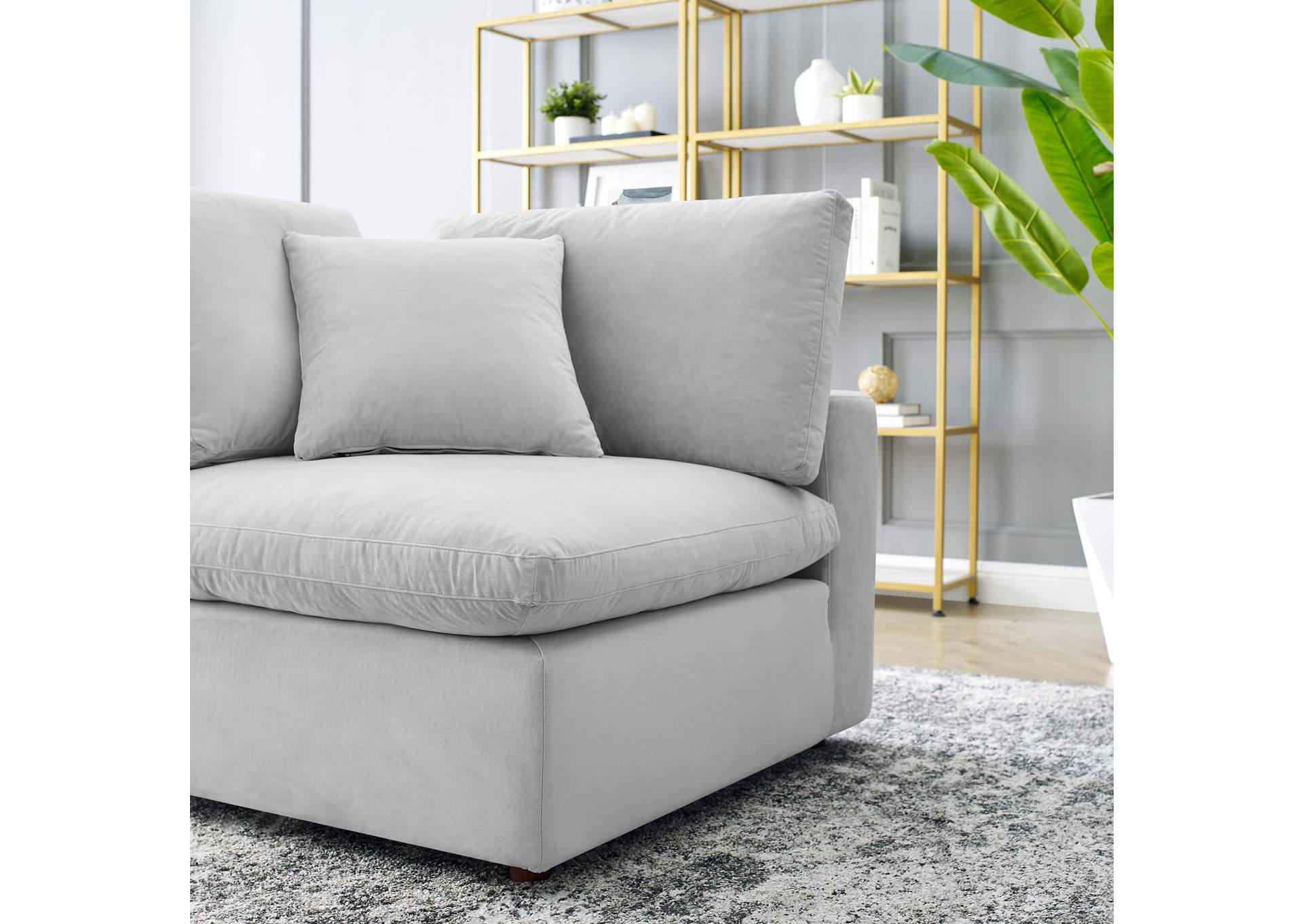 Light Gray Commix Down Filled Overstuffed Performance Velvet Corner Chair,Modway