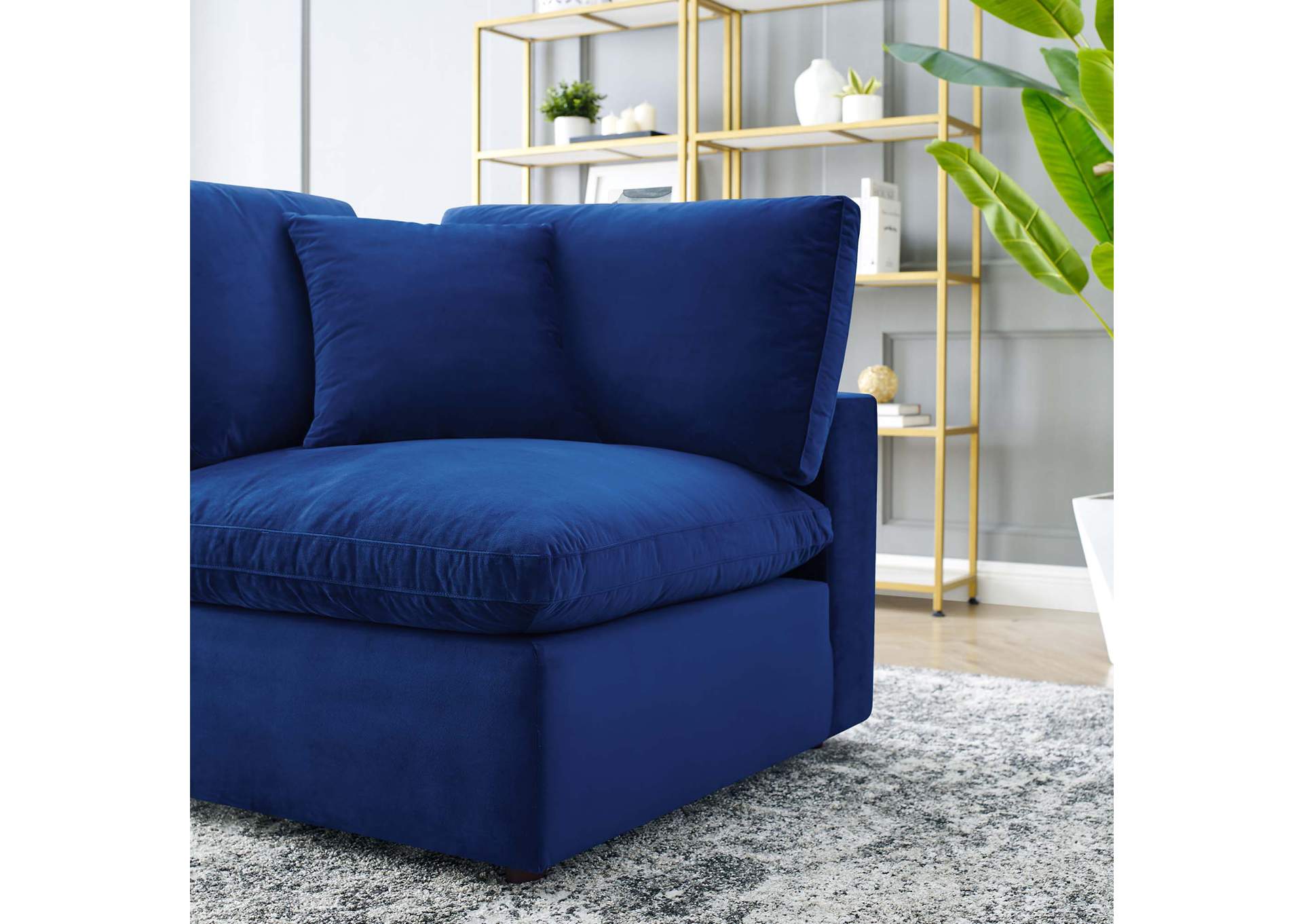 Navy Commix Down Filled Overstuffed Performance Velvet Corner Chair,Modway