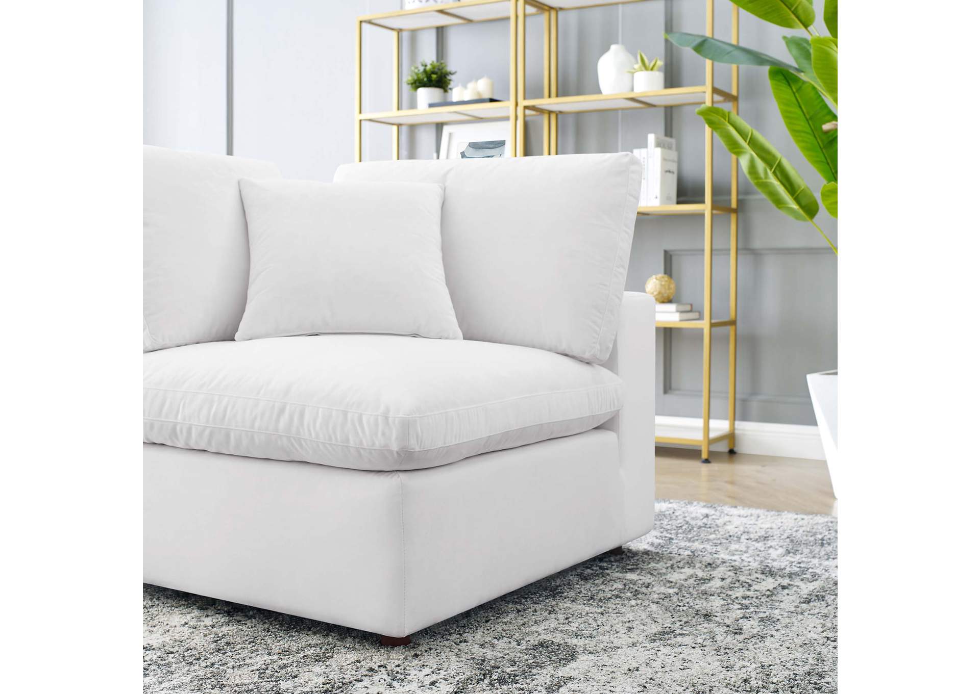 White Commix Down Filled Overstuffed Performance Velvet Corner Chair,Modway