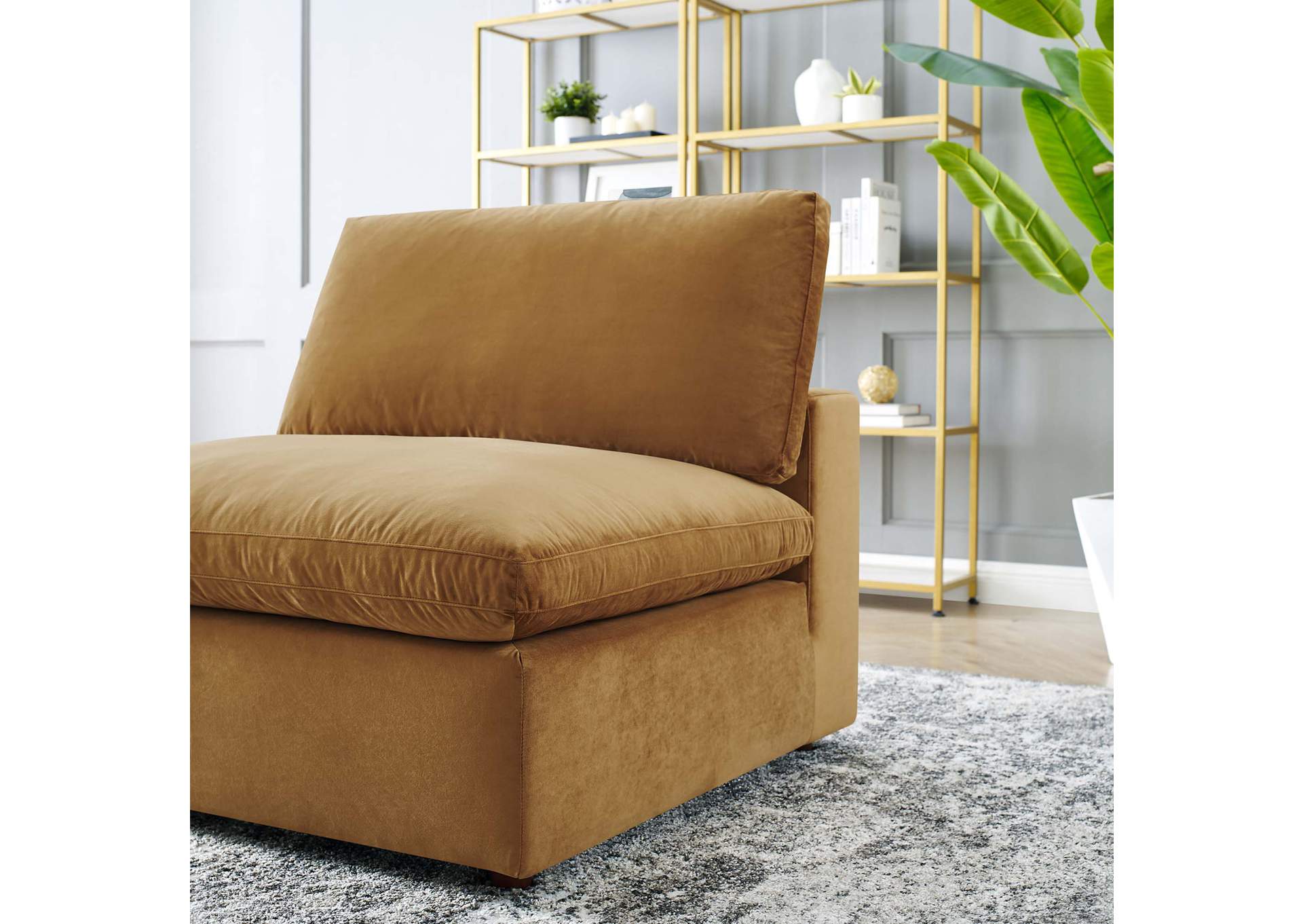 Commix Down Filled Overstuffed Performance Velvet Armless Chair,Modway