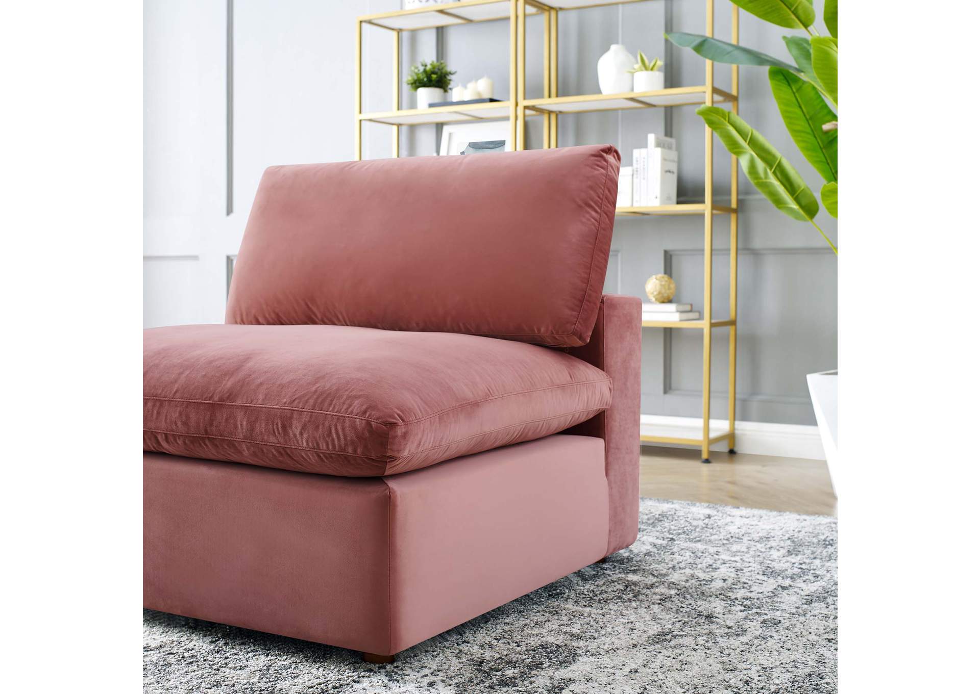 Commix Down Filled Overstuffed Performance Velvet Armless Chair,Modway