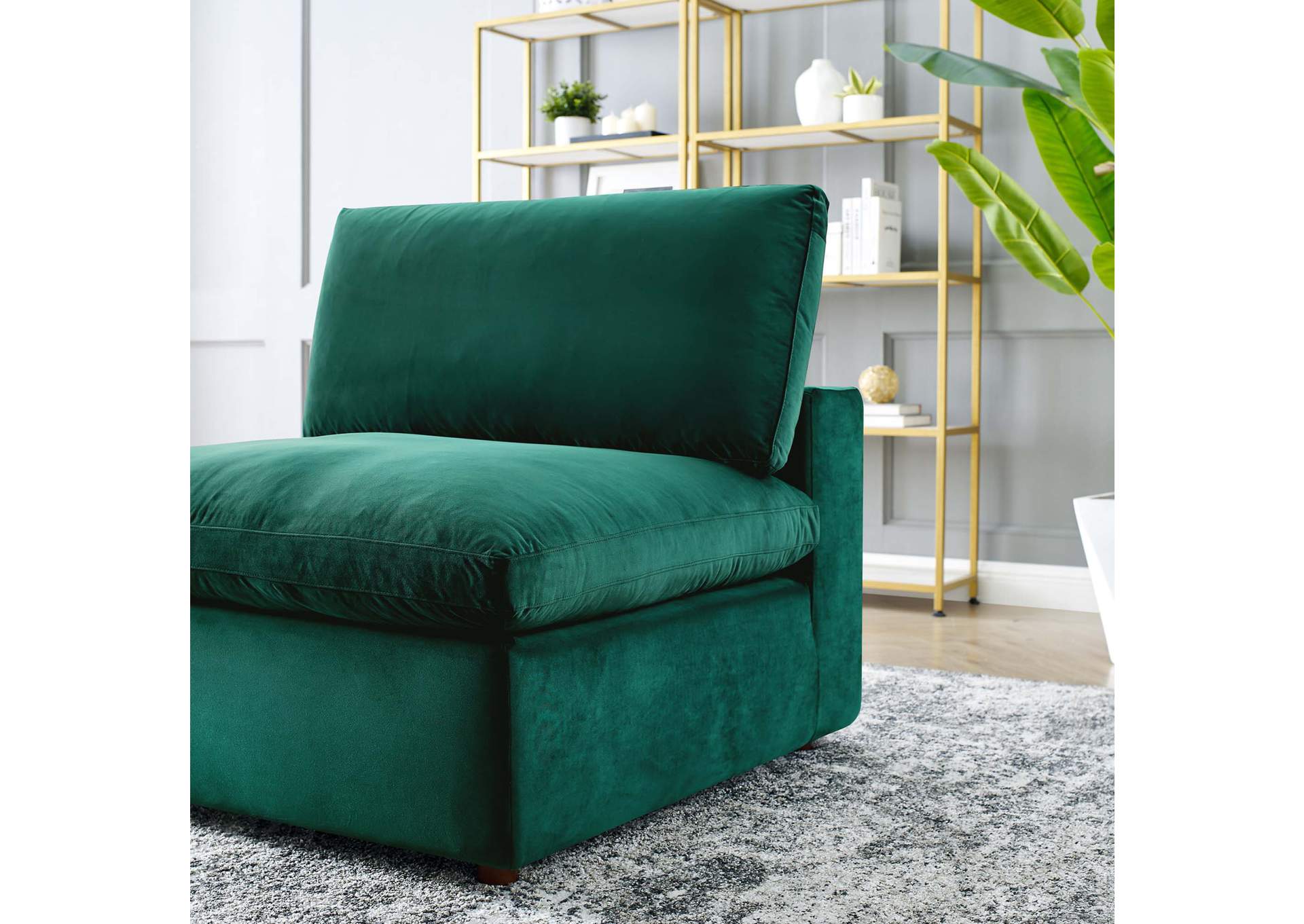 Commix Down Filled Overstuffed Performance Velvet Armless Chair,Modway