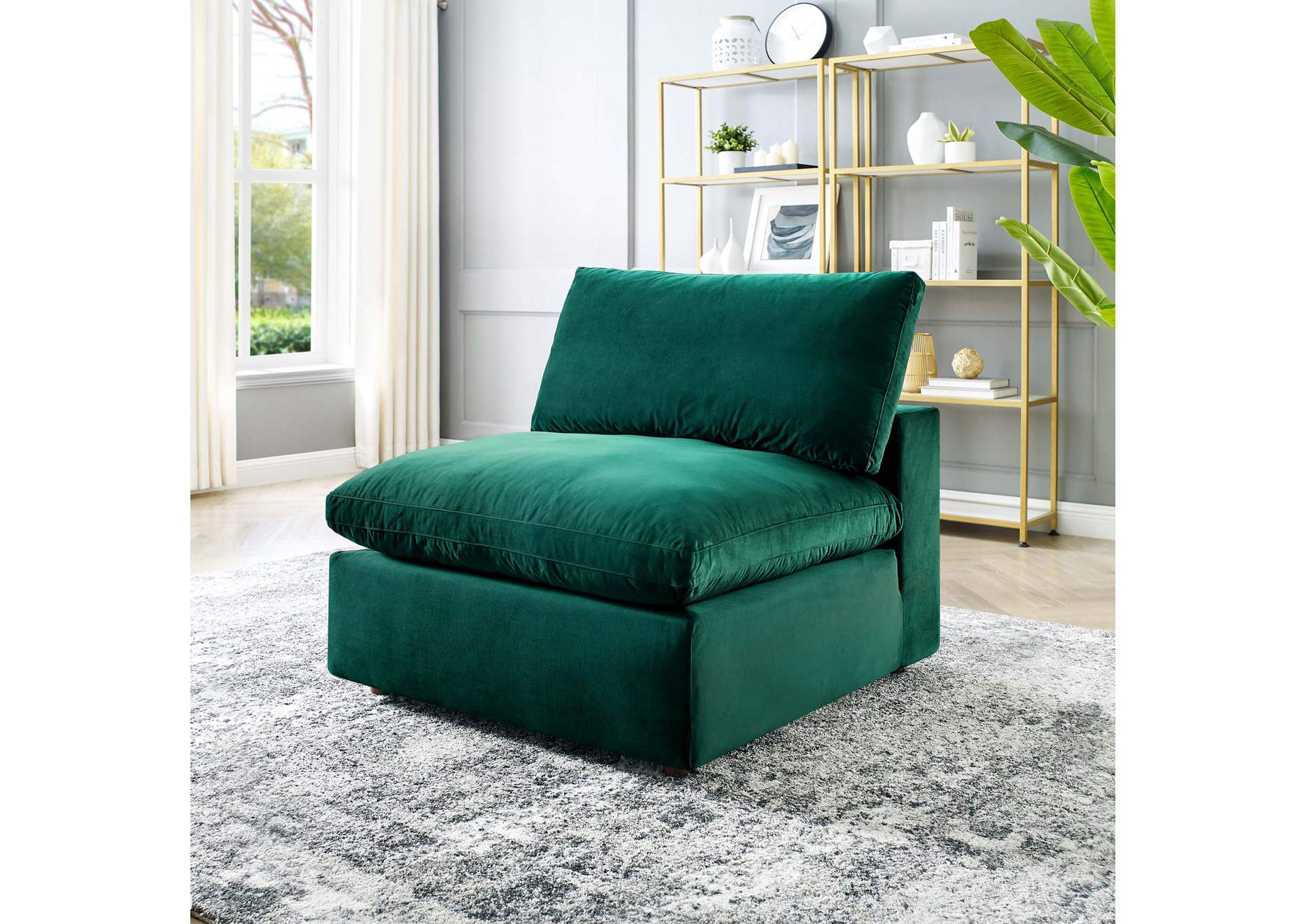 Commix Down Filled Overstuffed Performance Velvet Armless Chair,Modway