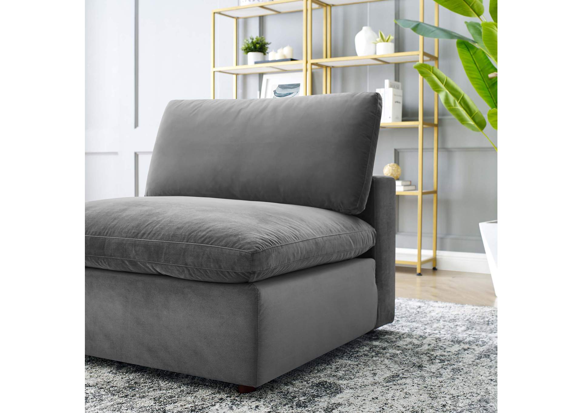 Commix Down Filled Overstuffed Performance Velvet Armless Chair,Modway