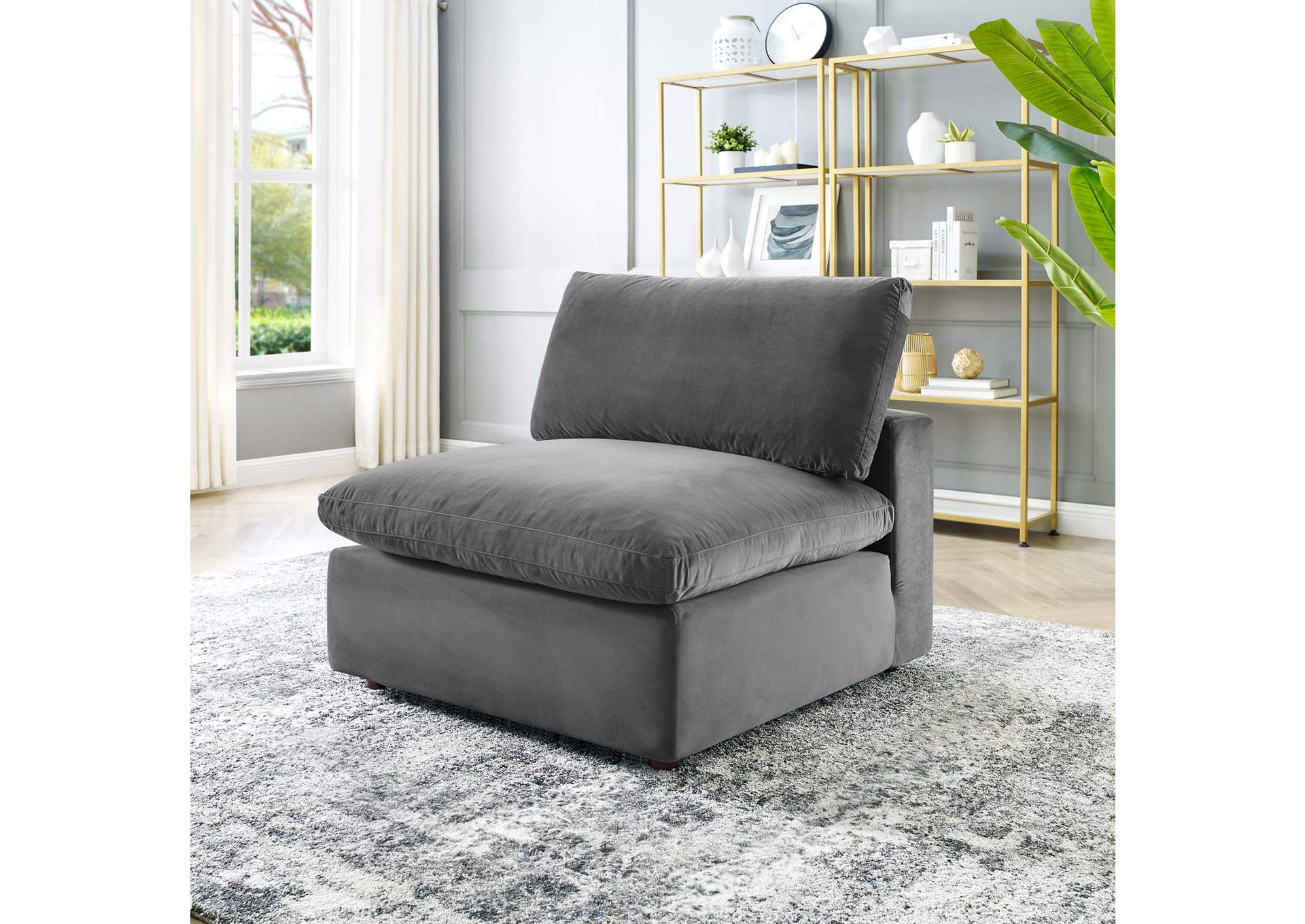 Commix Down Filled Overstuffed Performance Velvet Armless Chair,Modway