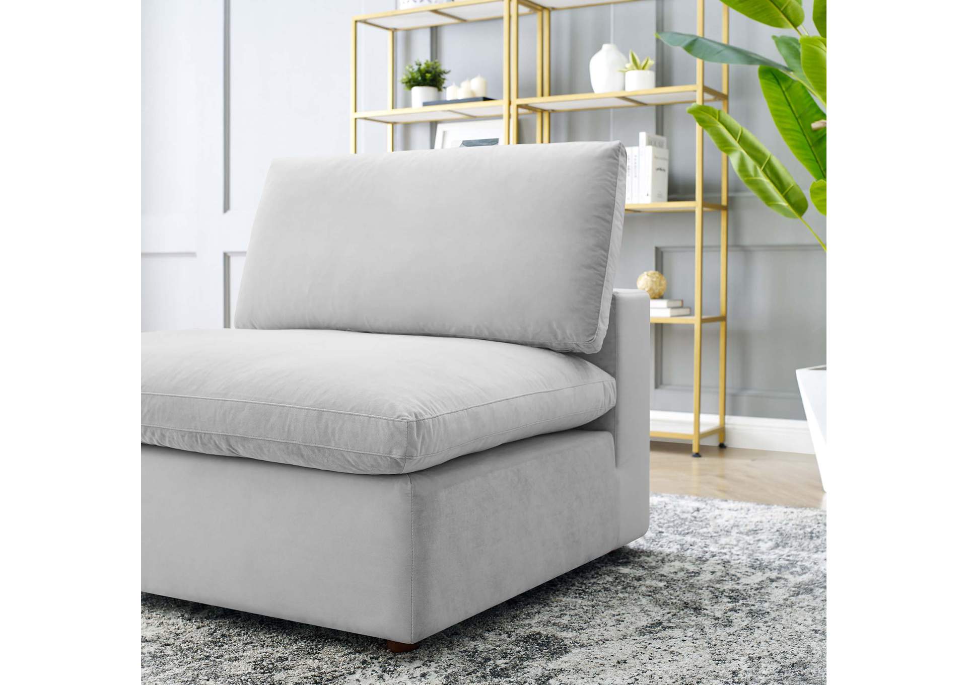 Commix Down Filled Overstuffed Performance Velvet Armless Chair,Modway