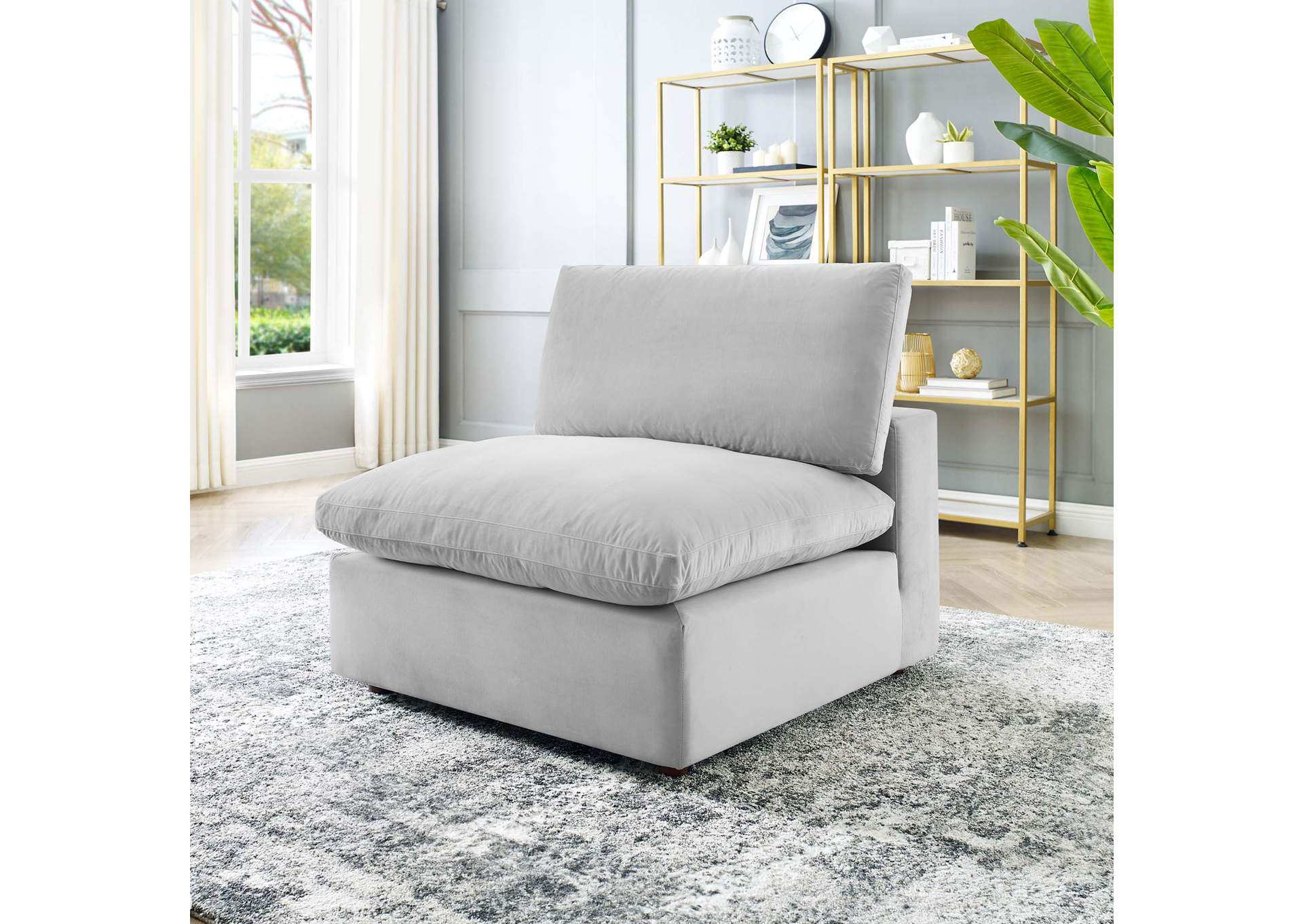 Commix Down Filled Overstuffed Performance Velvet Armless Chair,Modway