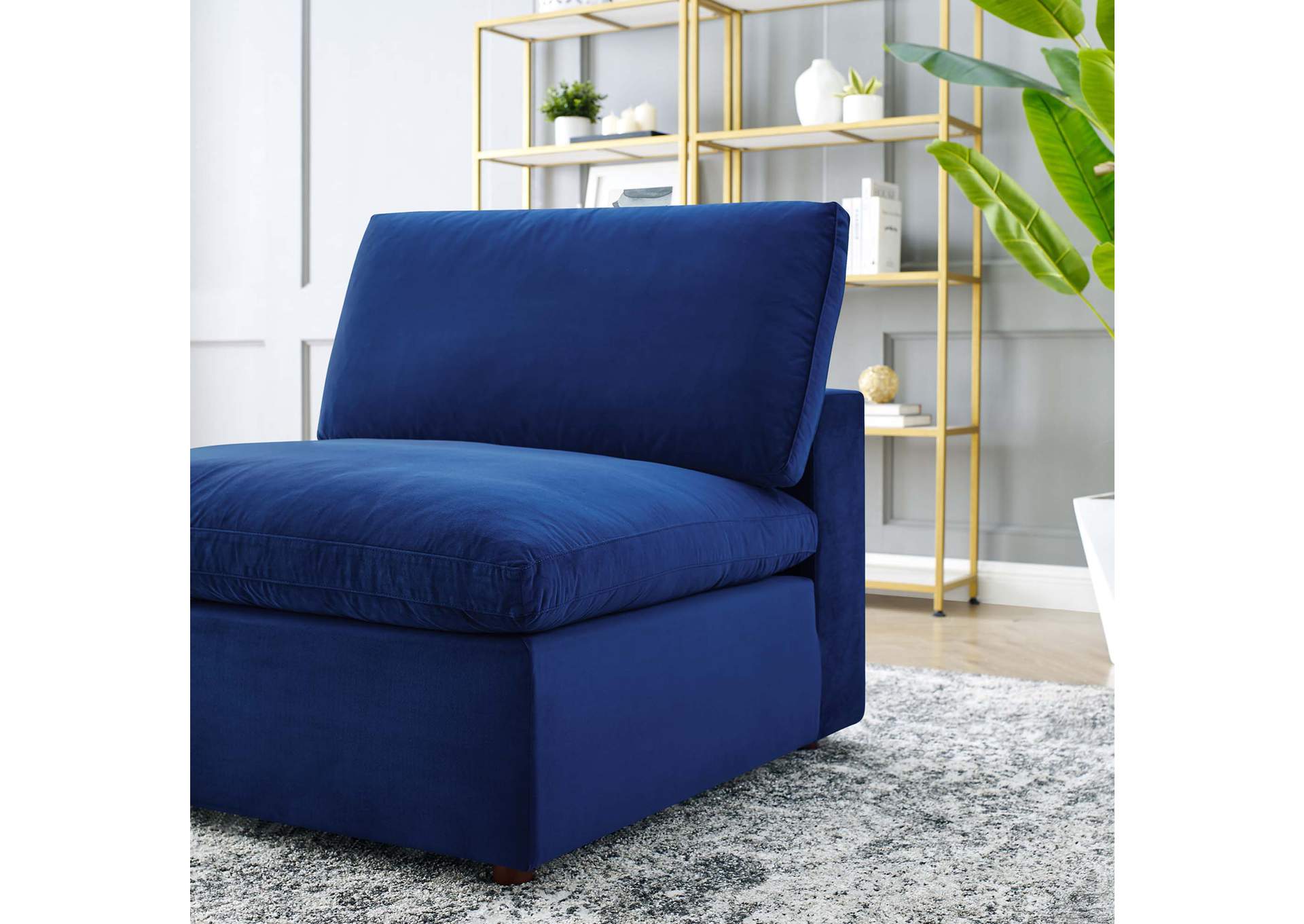 Commix Down Filled Overstuffed Performance Velvet Armless Chair,Modway