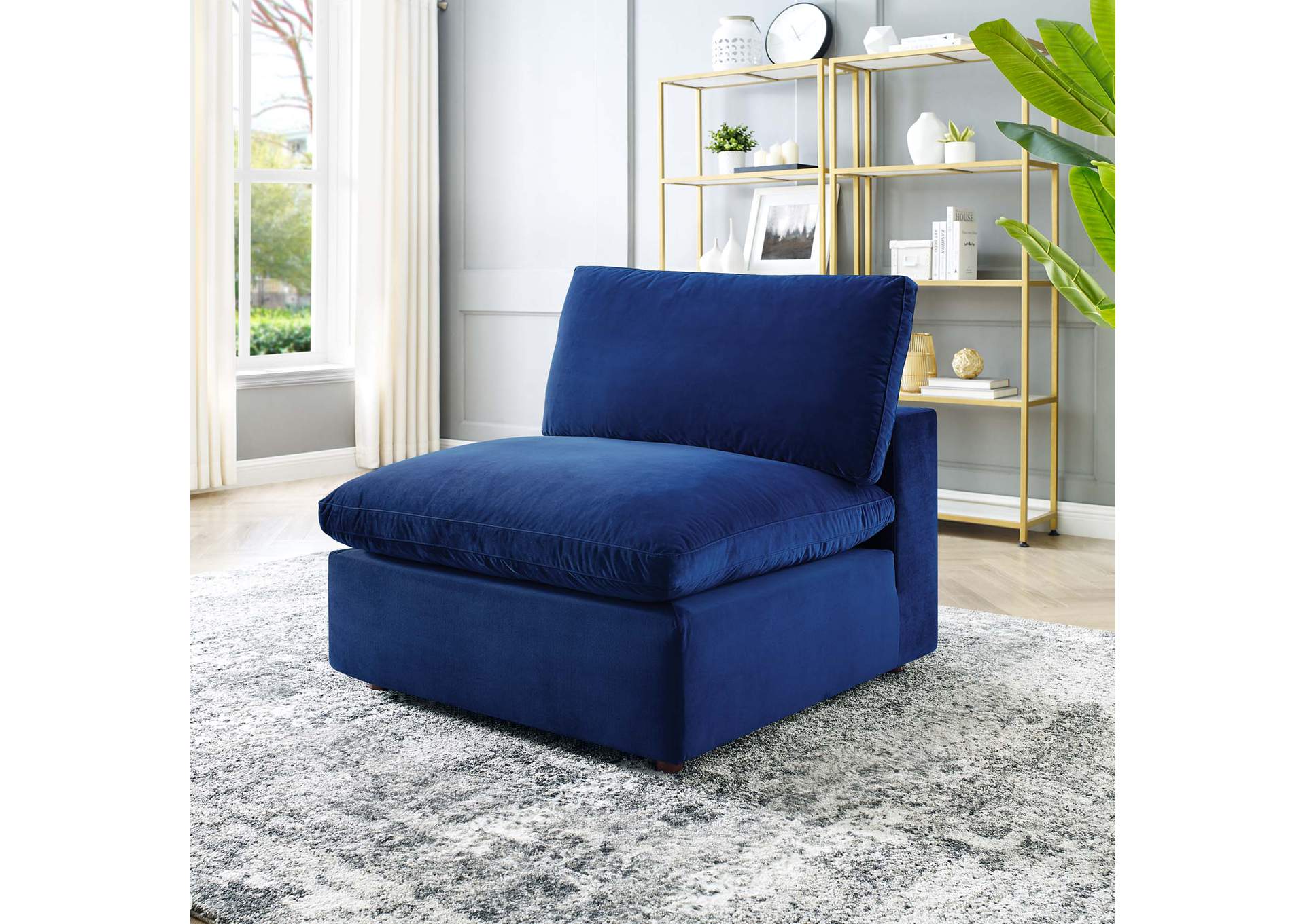 Commix Down Filled Overstuffed Performance Velvet Armless Chair,Modway