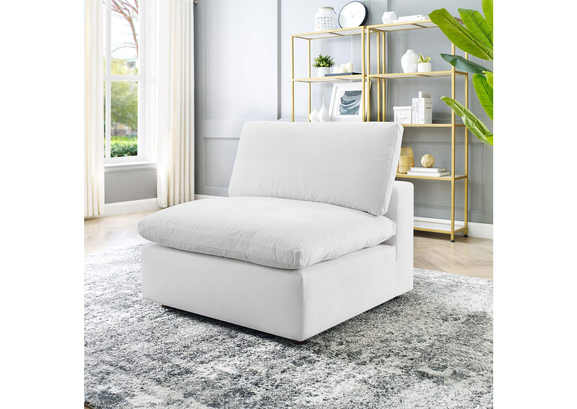 Commix Down Filled Overstuffed Performance Velvet Armless Chair,Modway