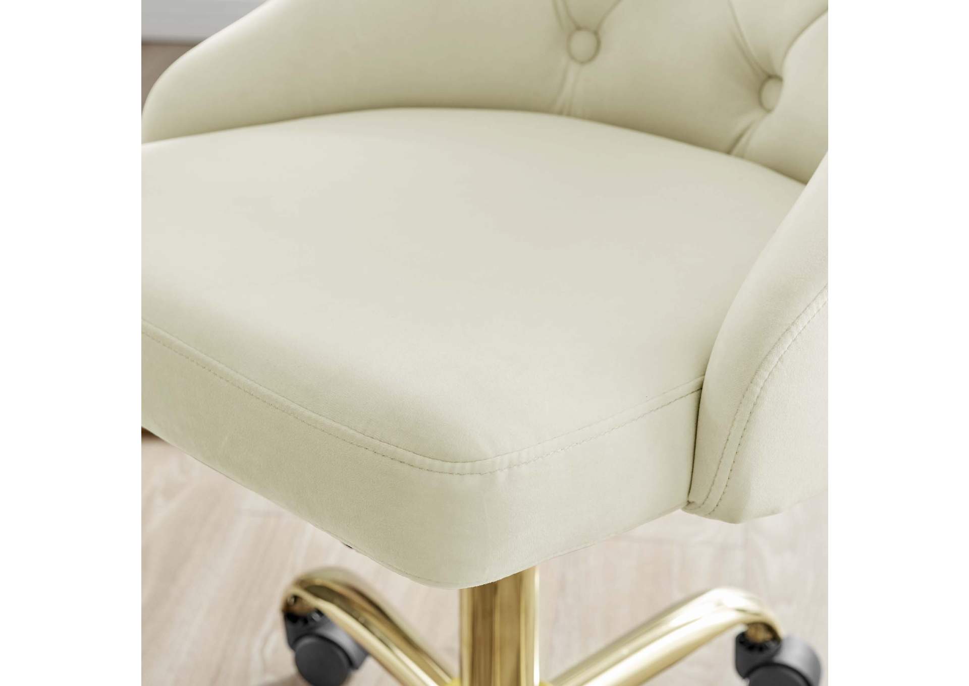 Gold Ivory Distinct Tufted Swivel Performance Velvet Office Chair,Modway