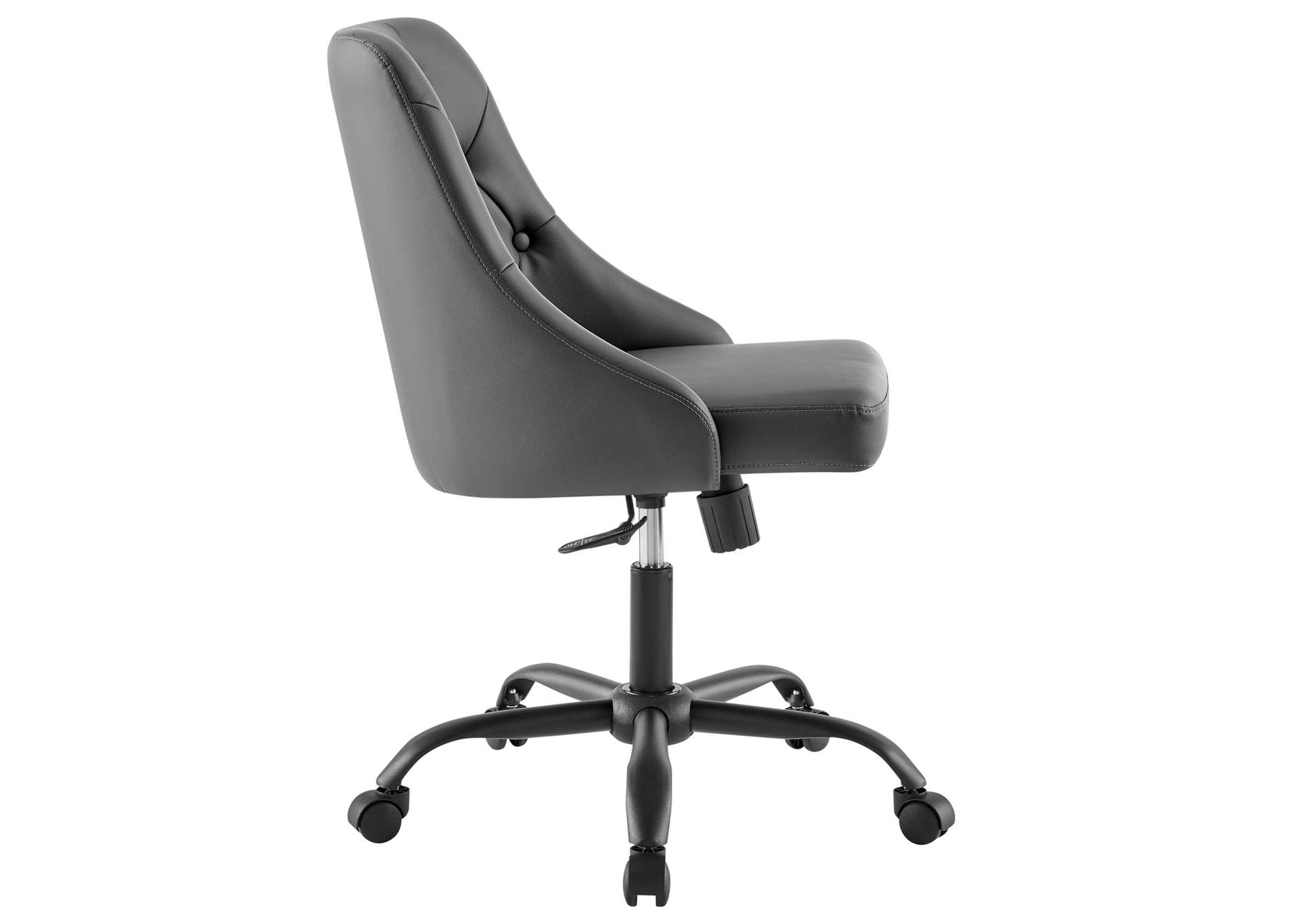 Black Gray Distinct Tufted Swivel Vegan Leather Office Chair,Modway