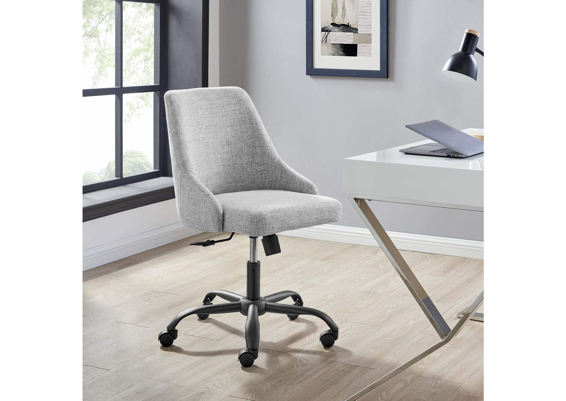 Black Gray Designate Swivel Upholstered Office Chair,Modway