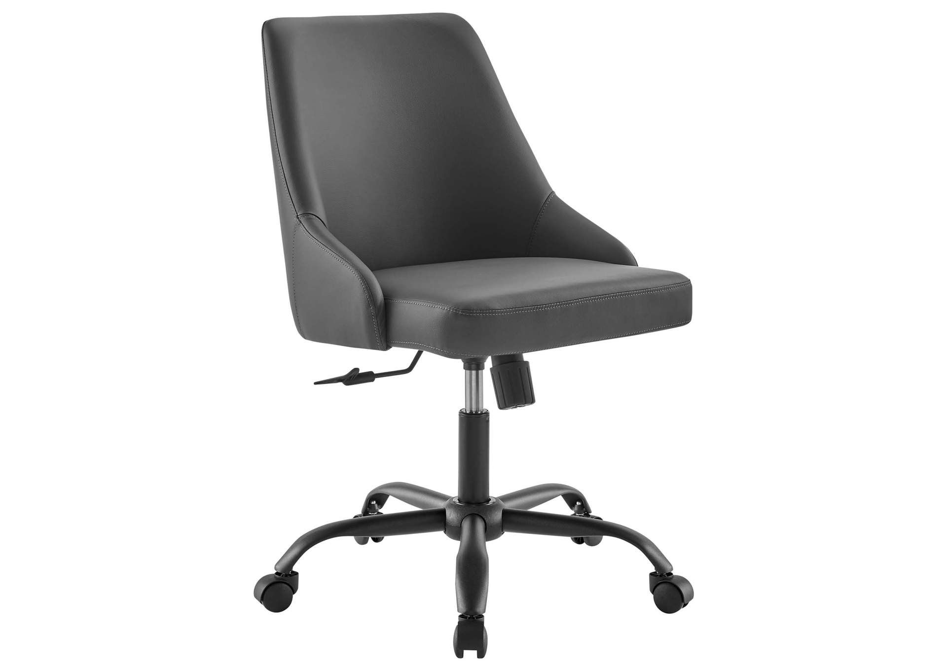 Black Gray Designate Swivel Vegan Leather Office Chair,Modway