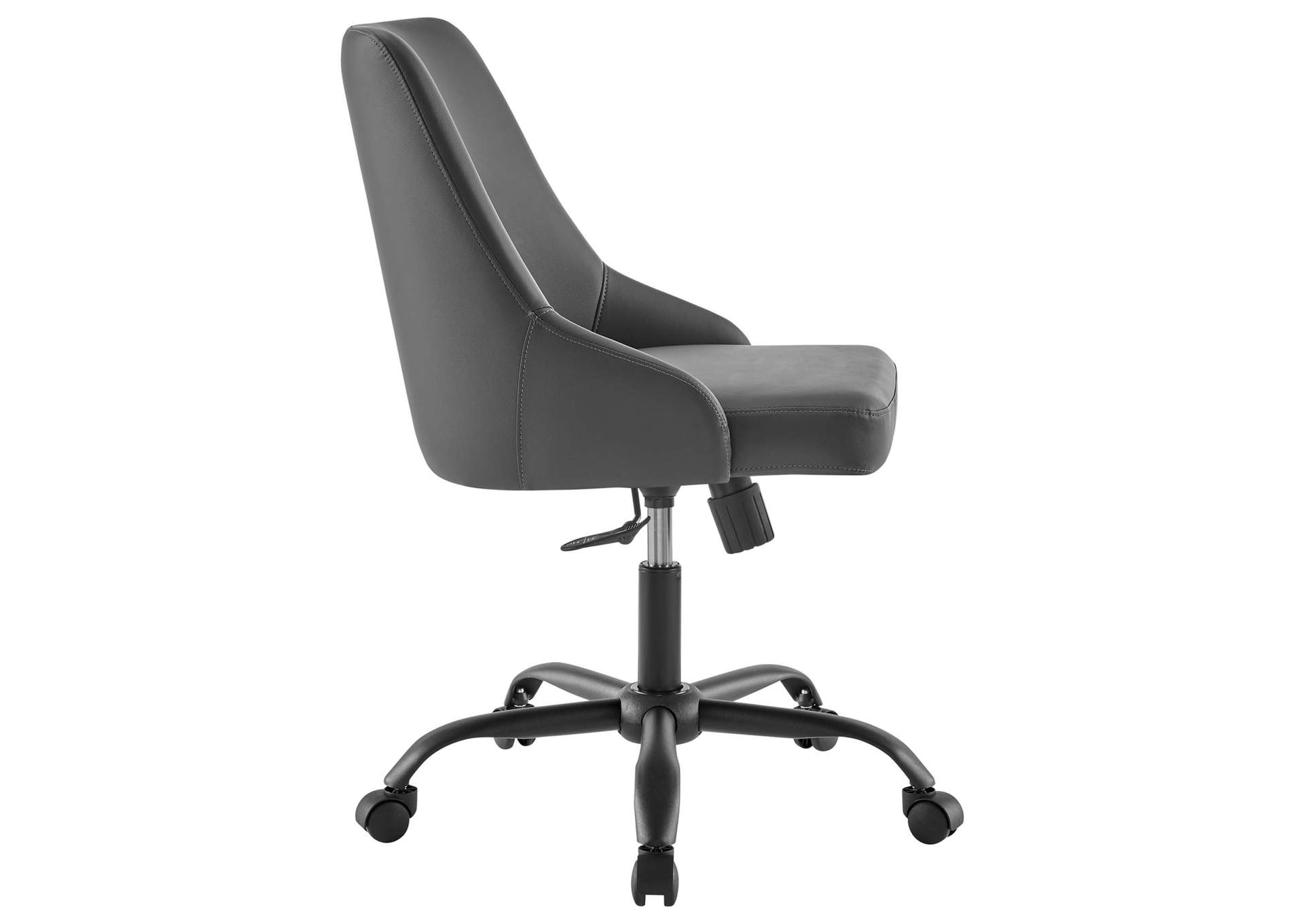 Black Gray Designate Swivel Vegan Leather Office Chair,Modway