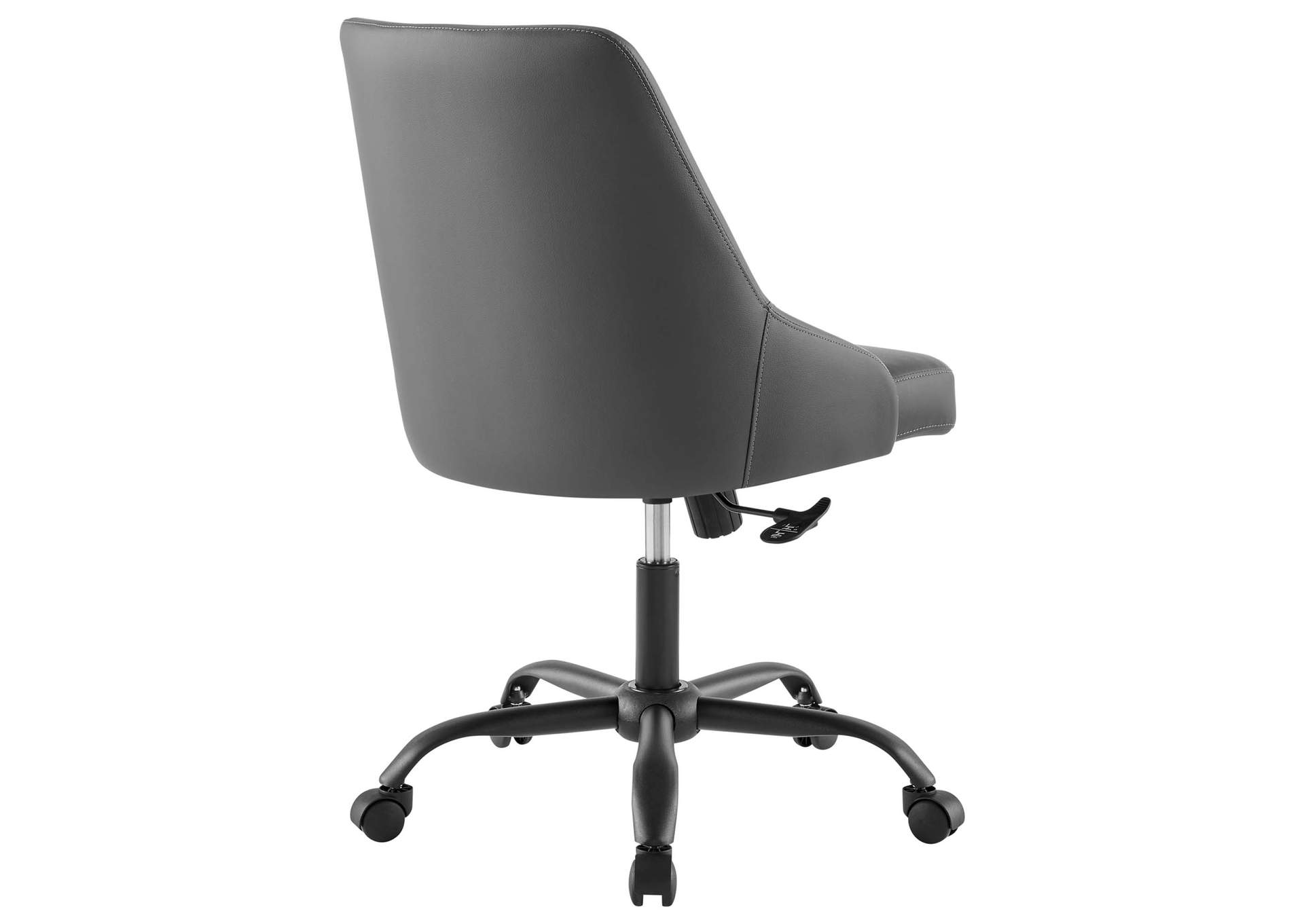 Black Gray Designate Swivel Vegan Leather Office Chair,Modway