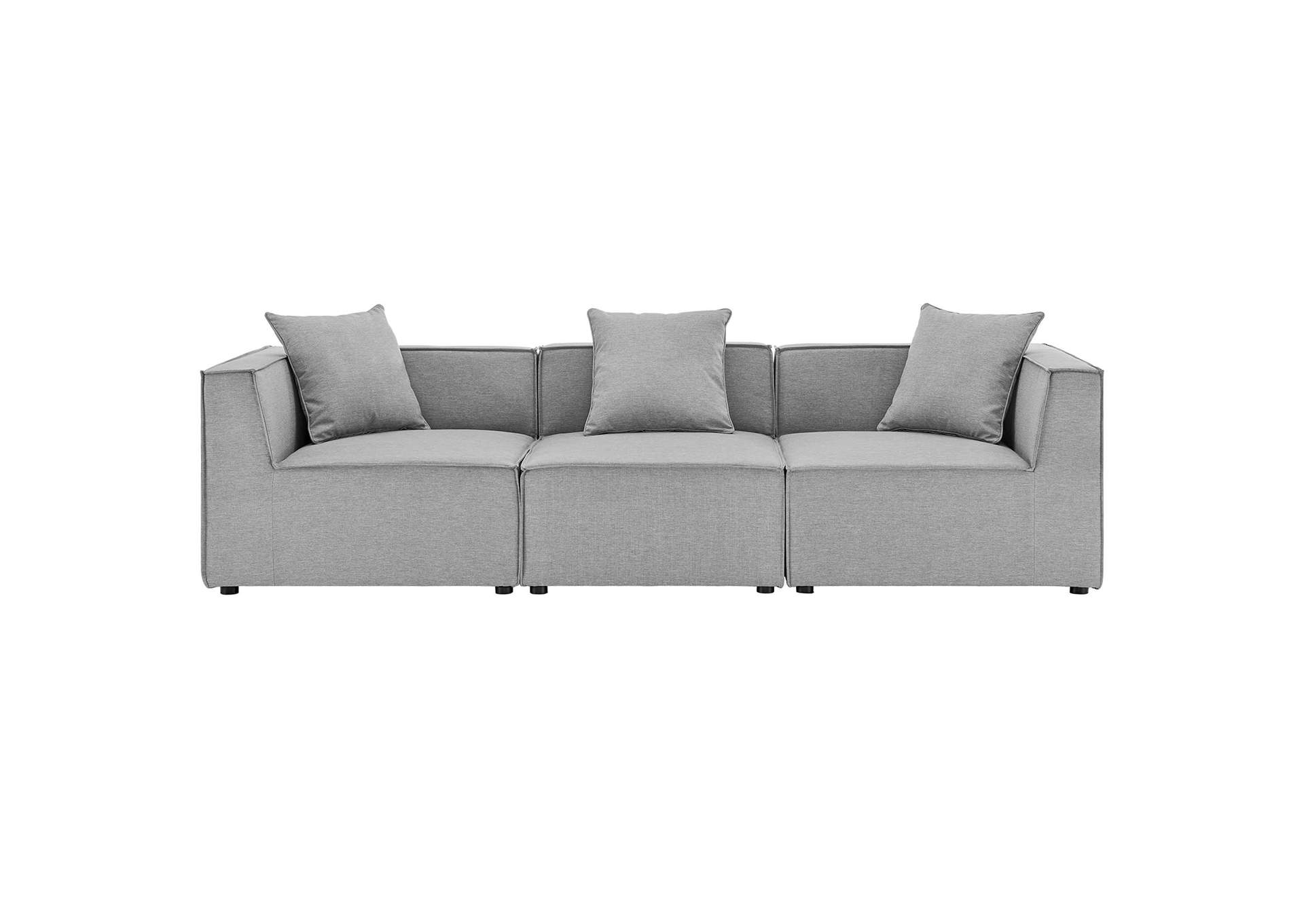 Gray Saybrook Outdoor Patio Upholstered 3-Piece Sectional Sofa,Modway