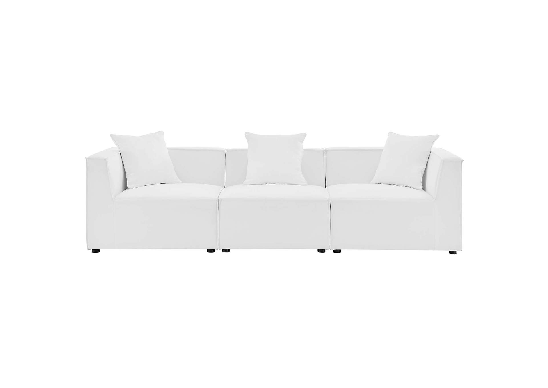 White Saybrook Outdoor Patio Upholstered 3-Piece Sectional Sofa,Modway