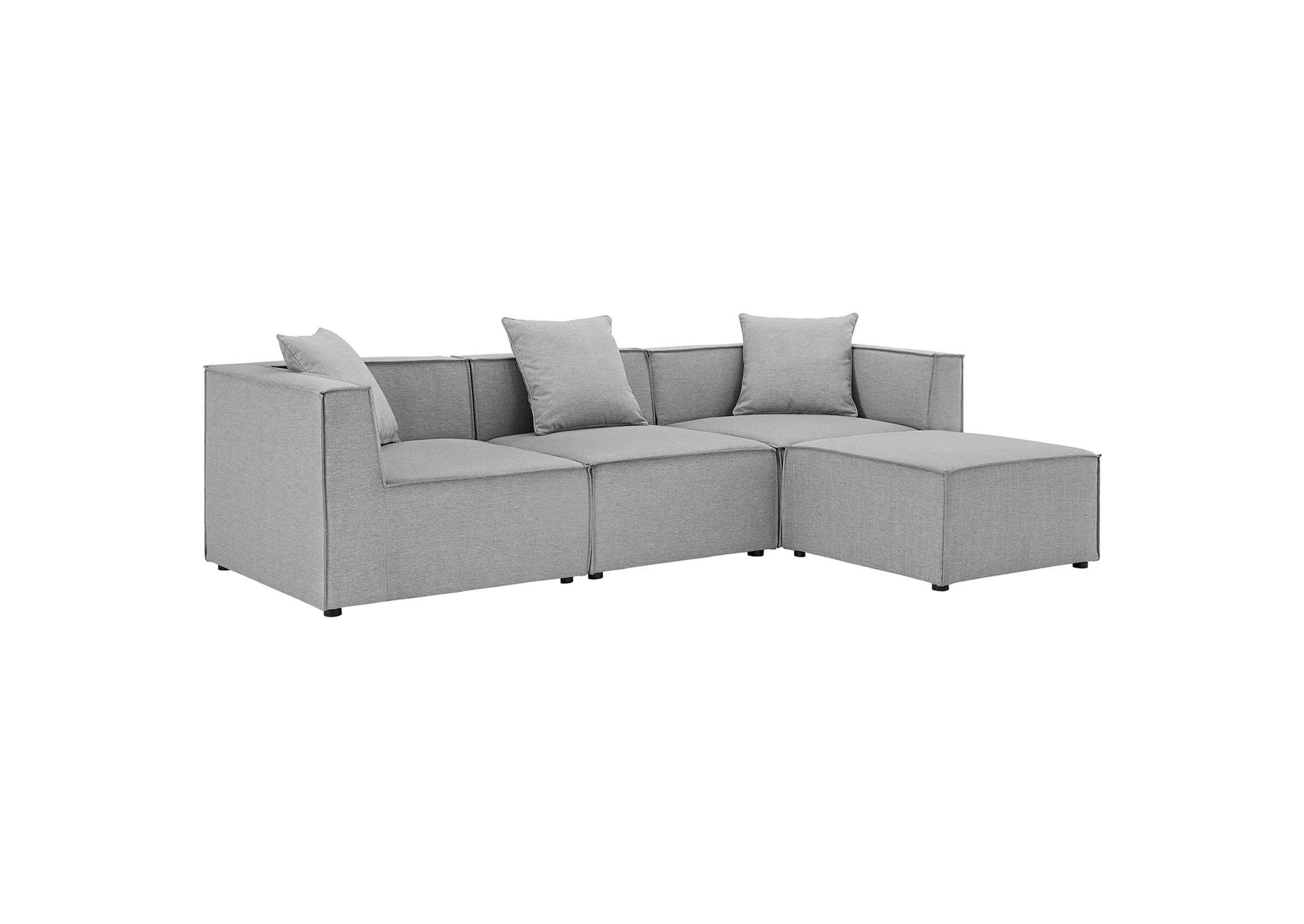 Gray Saybrook Outdoor Patio Upholstered 4-Piece Sectional Sofa,Modway