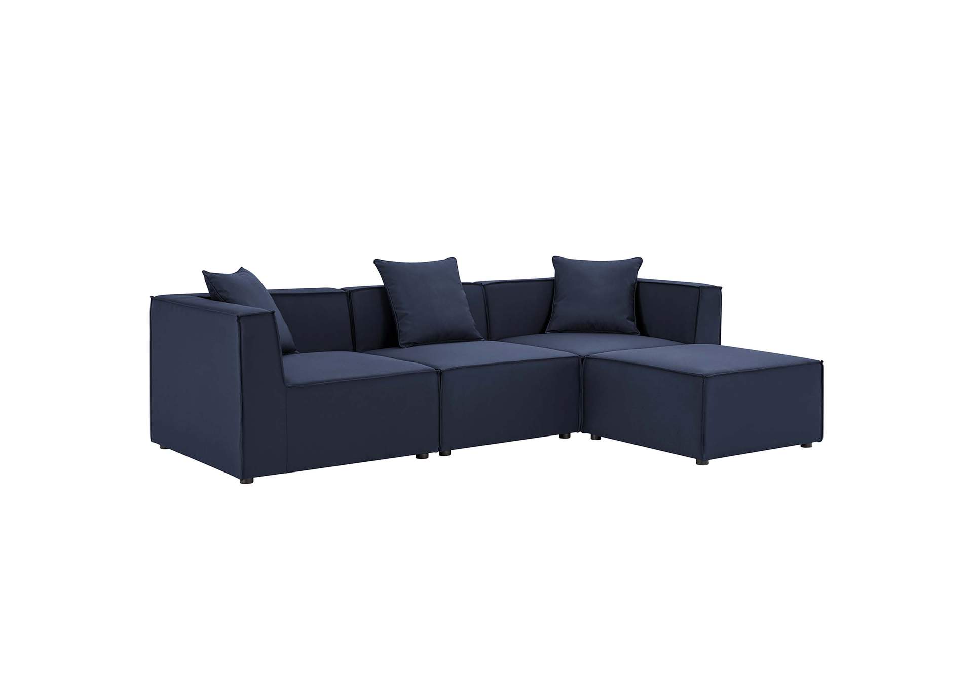 Navy Saybrook Outdoor Patio Upholstered 4-Piece Sectional Sofa,Modway