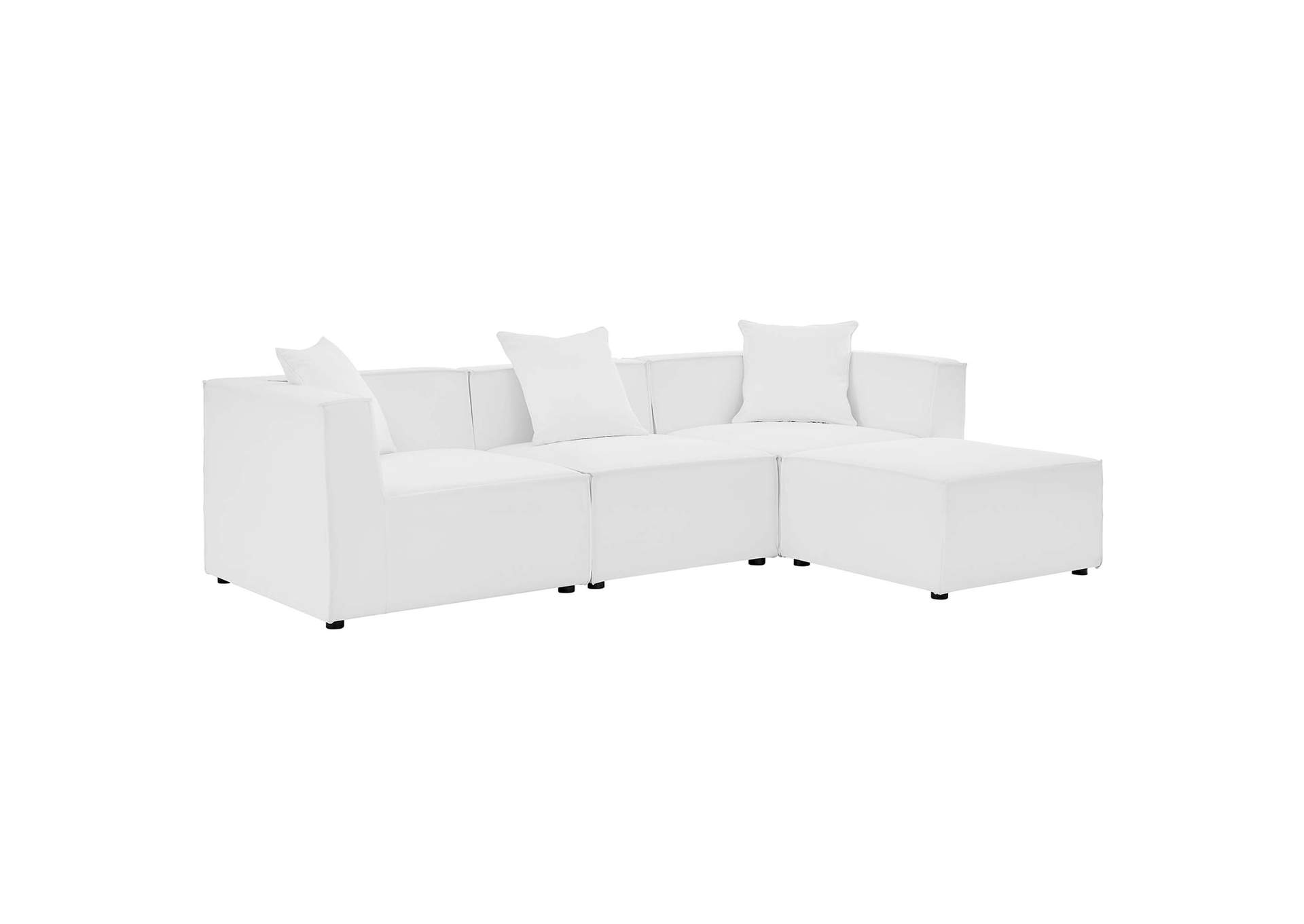 White Saybrook Outdoor Patio Upholstered 4-Piece Sectional Sofa,Modway