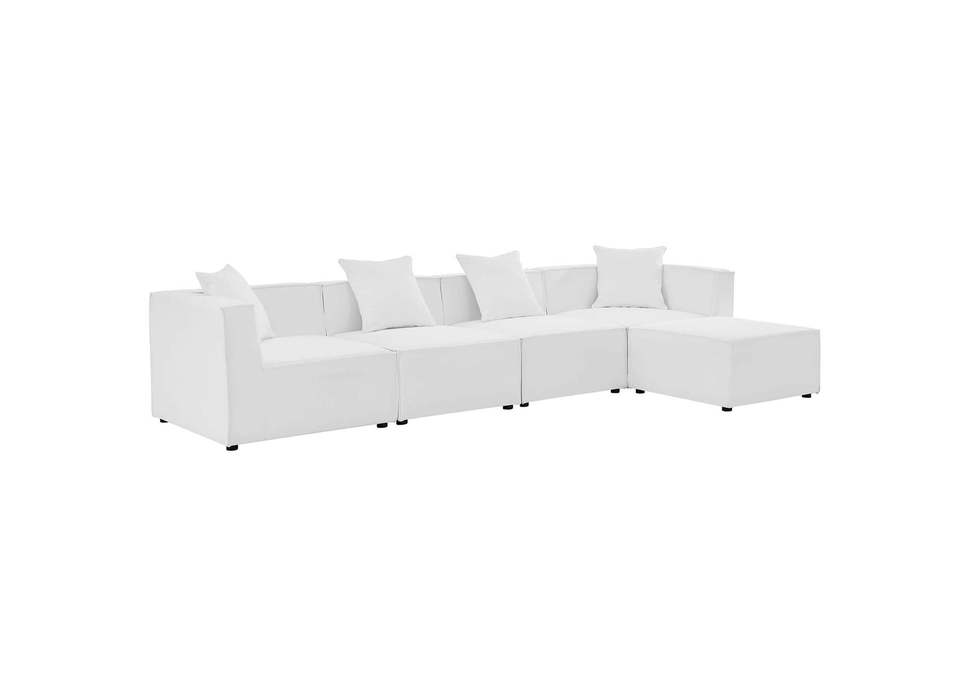 White Saybrook Outdoor Patio Upholstered 5-Piece Sectional Sofa,Modway