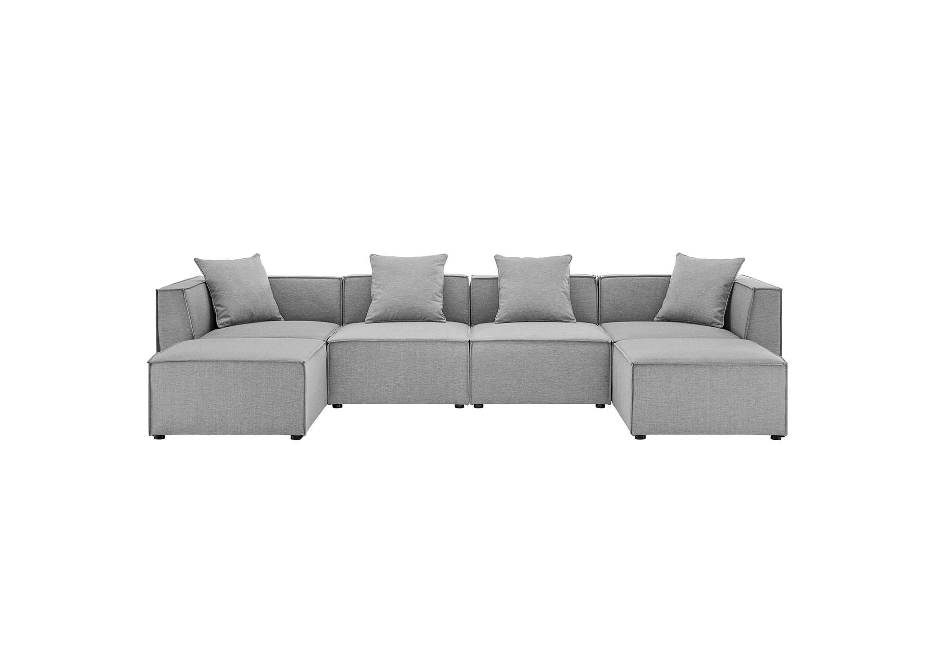 Gray Saybrook Outdoor Patio Upholstered 6-Piece Sectional Sofa,Modway