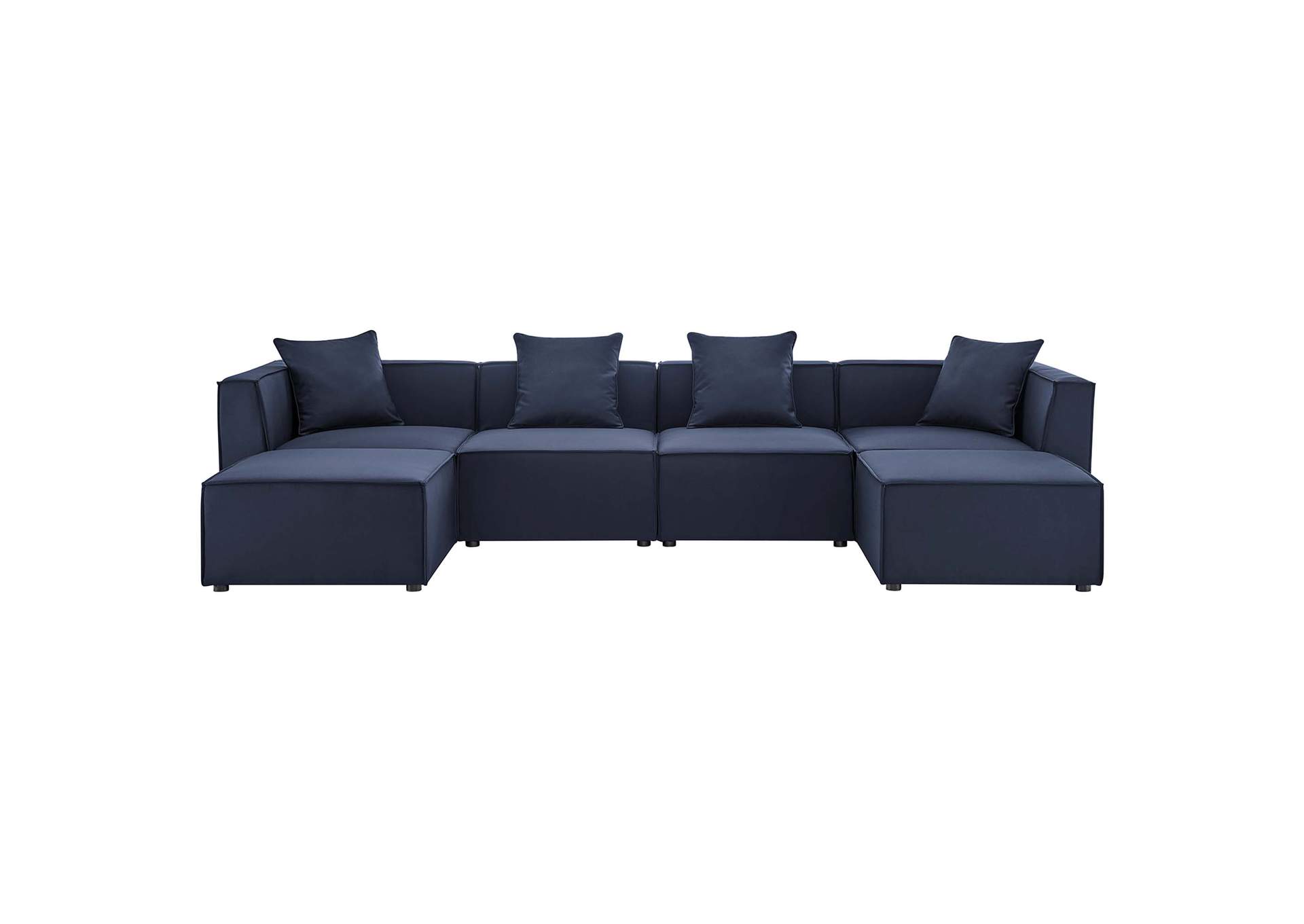 Navy Saybrook Outdoor Patio Upholstered 6-Piece Sectional Sofa,Modway