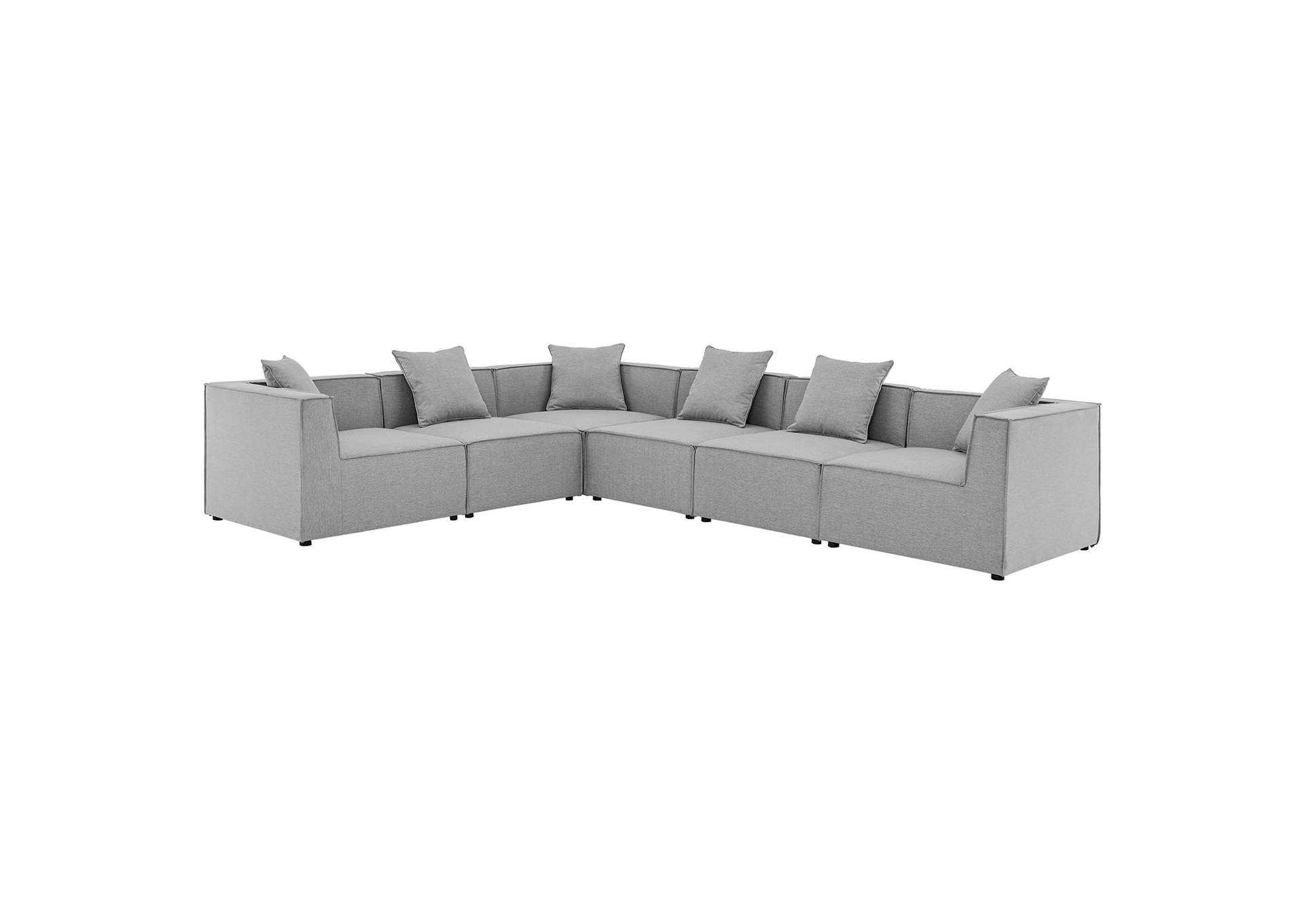 Gray Saybrook Outdoor Patio Upholstered 6-Piece Sectional Sofa,Modway