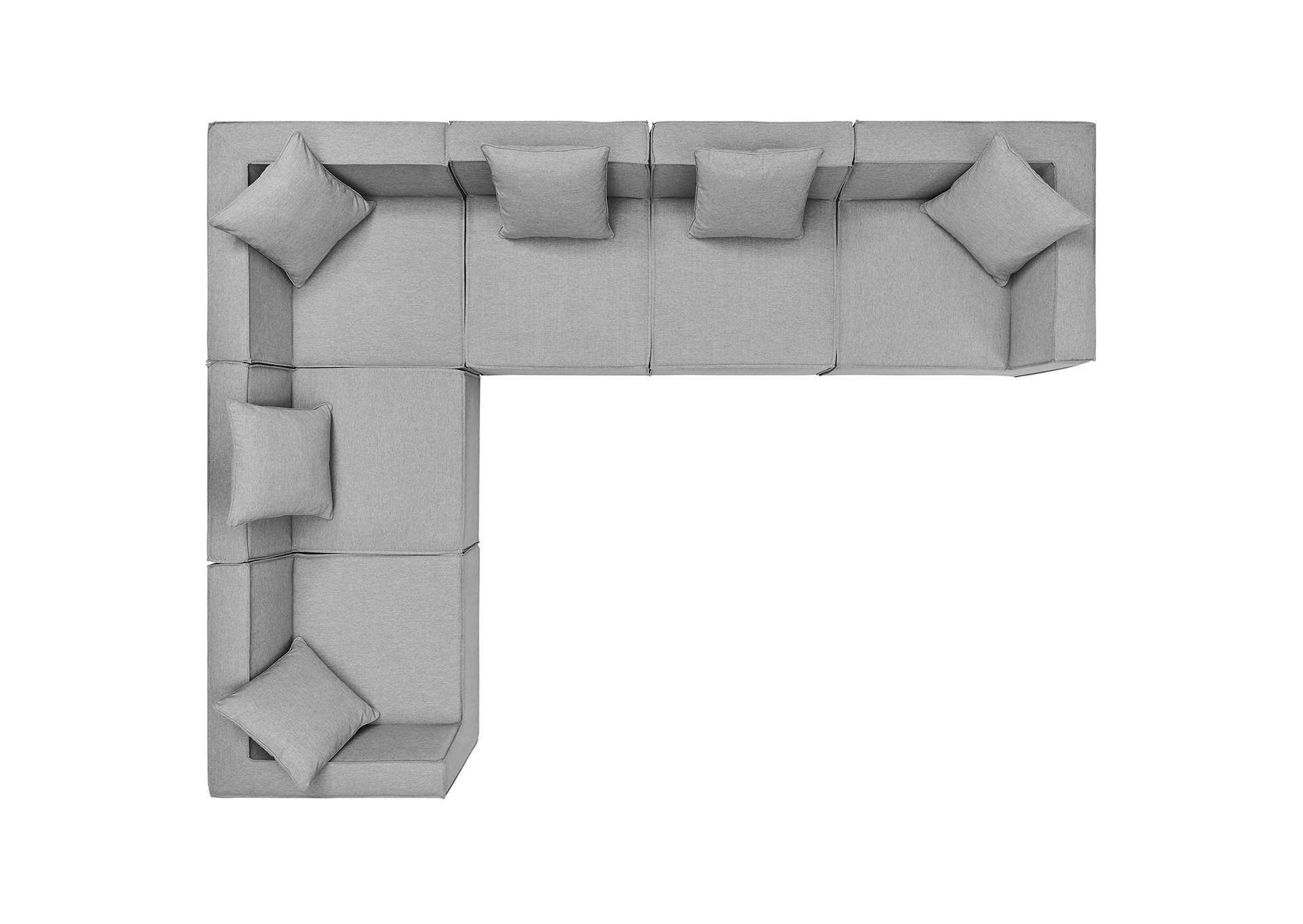 Gray Saybrook Outdoor Patio Upholstered 6-Piece Sectional Sofa,Modway