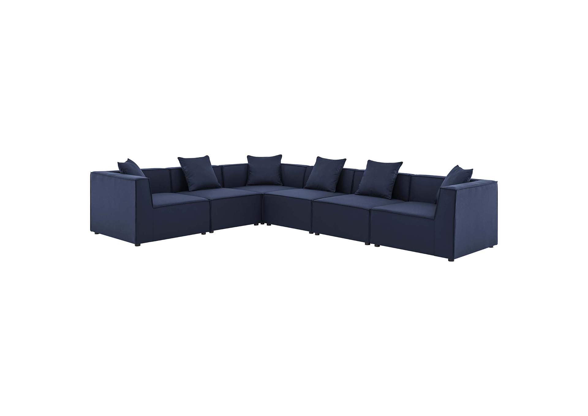 Navy Saybrook Outdoor Patio Upholstered 6-Piece Sectional Sofa,Modway