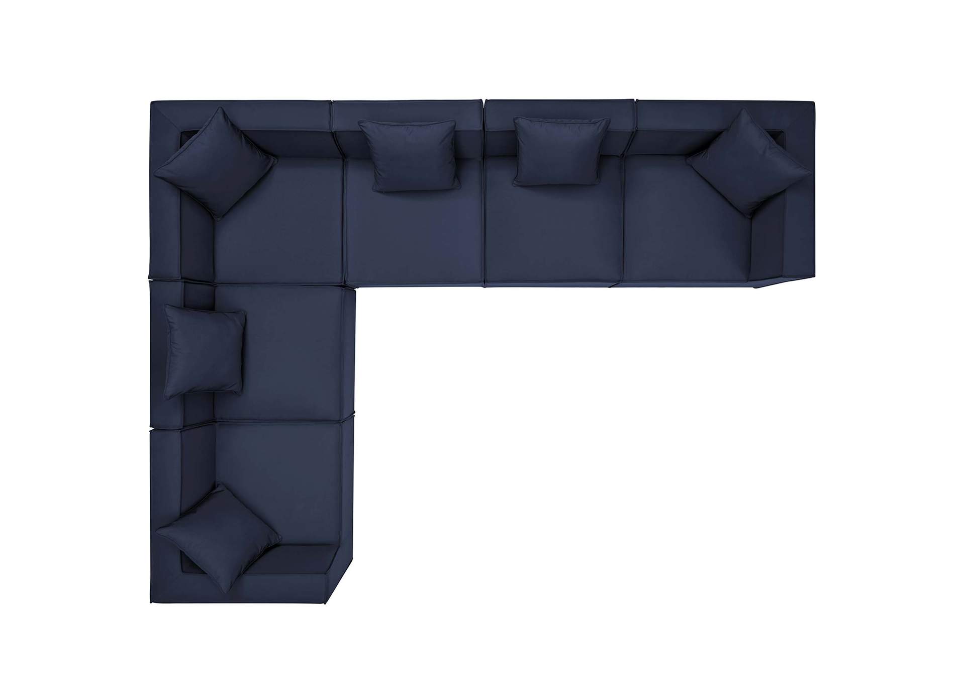 Navy Saybrook Outdoor Patio Upholstered 6-Piece Sectional Sofa,Modway