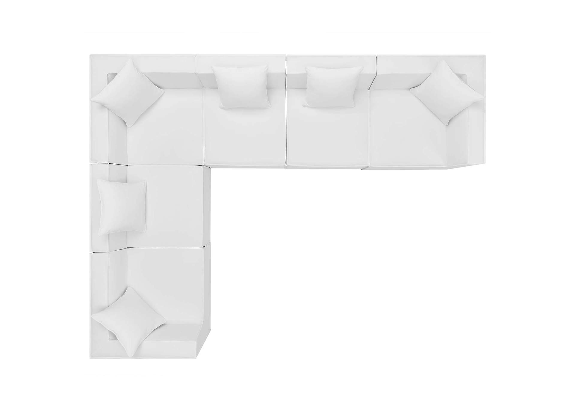 White Saybrook Outdoor Patio Upholstered 6-Piece Sectional Sofa,Modway