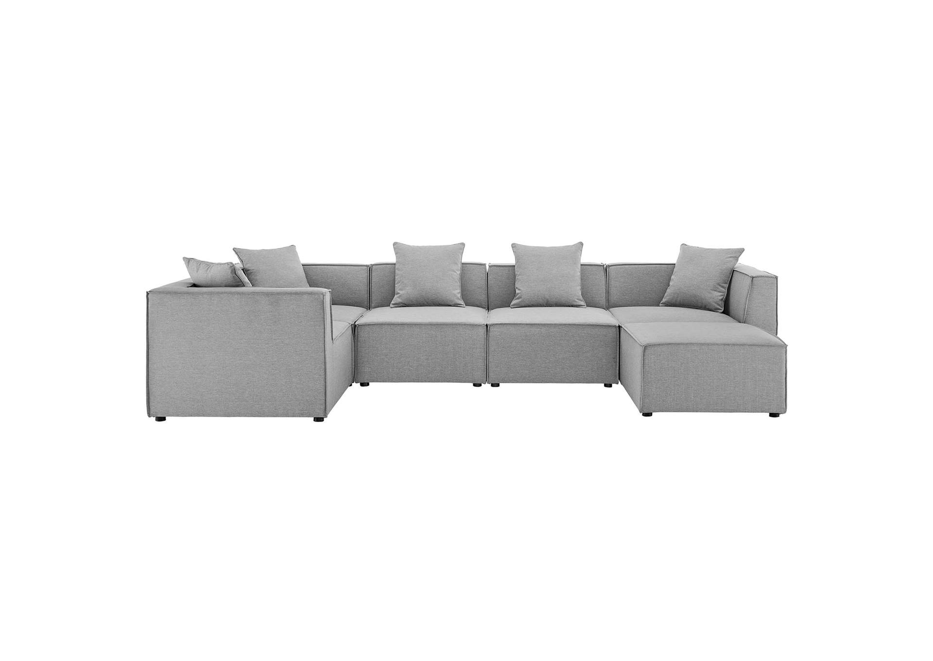 Gray Saybrook Outdoor Patio Upholstered 6-Piece Sectional Sofa,Modway